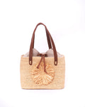 Raffia Tote Bag With Natural Flower Embellishment