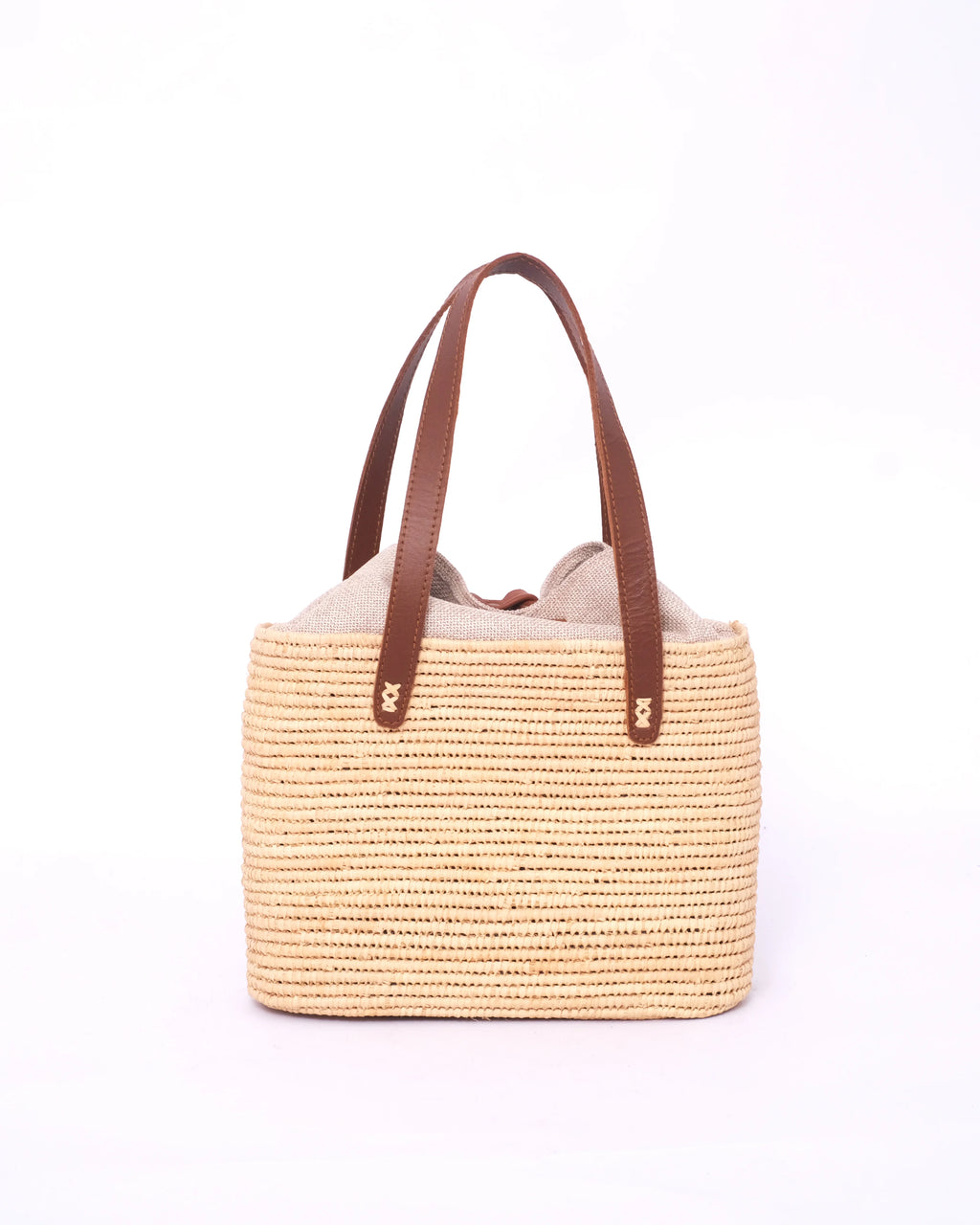 Raffia Tote Bag With Natural Flower Embellishment