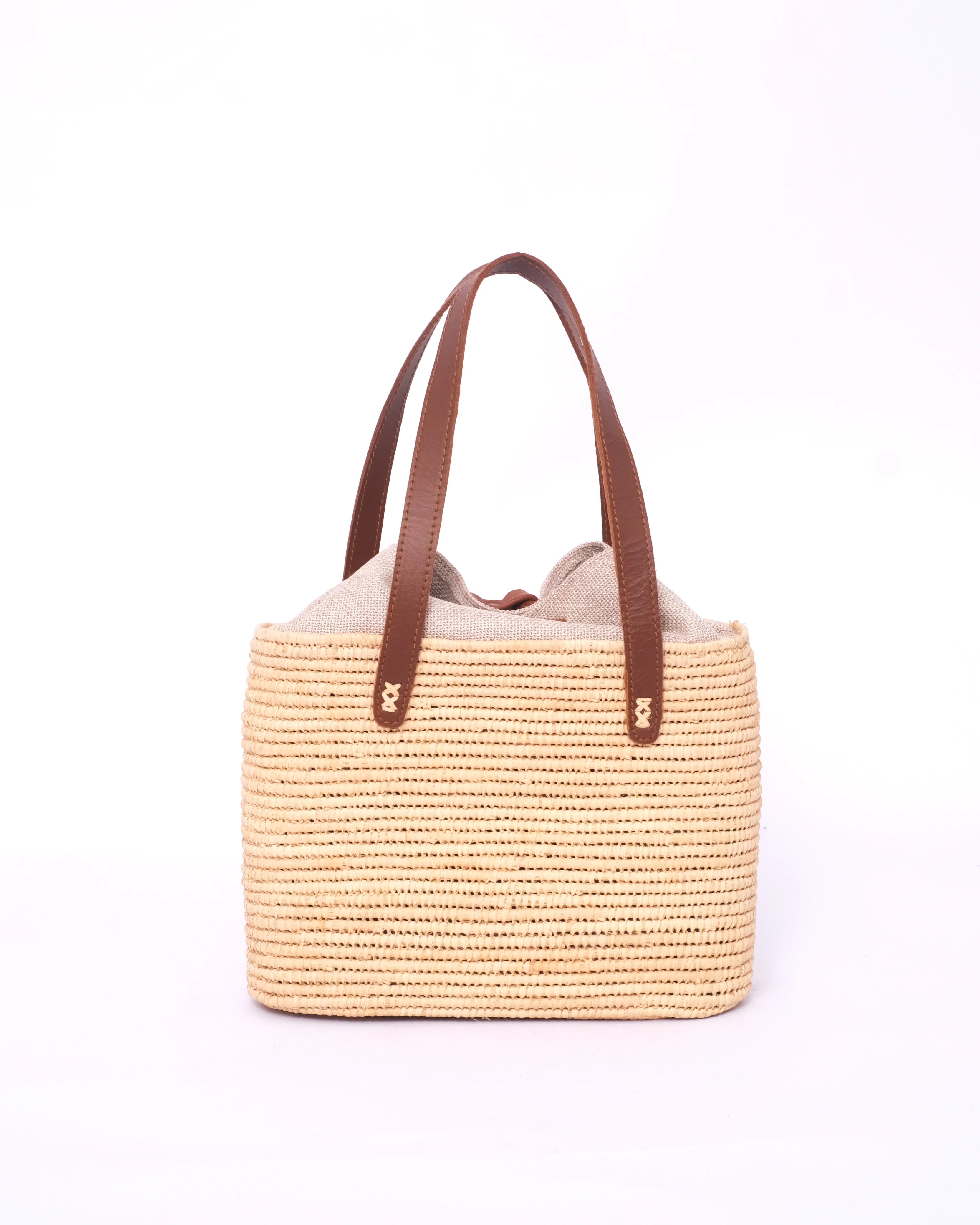 Raffia Tote Bag With Natural Flower Embellishment