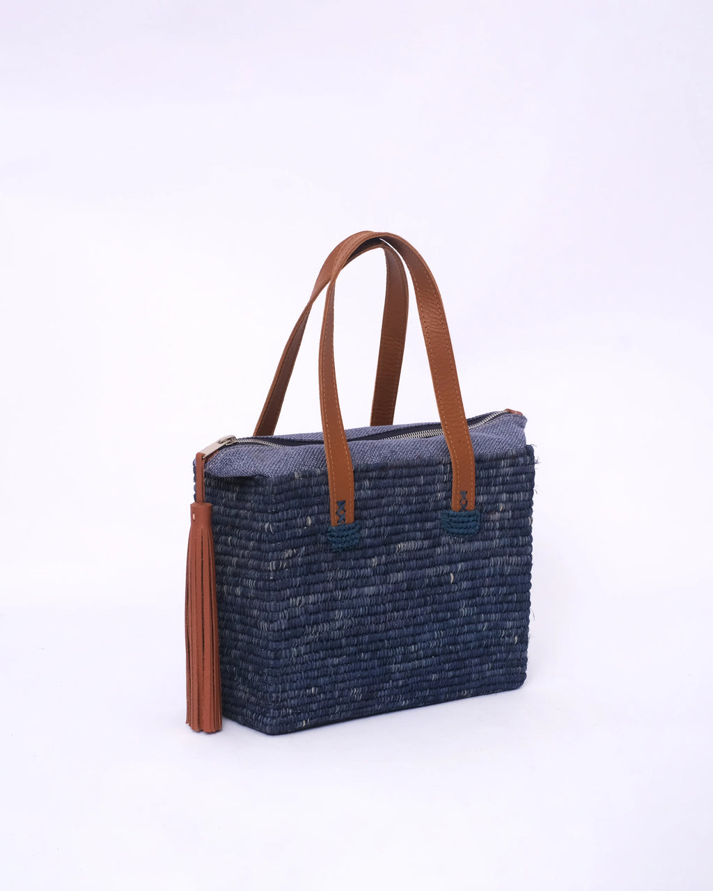 Blue Raffia Tote Bag