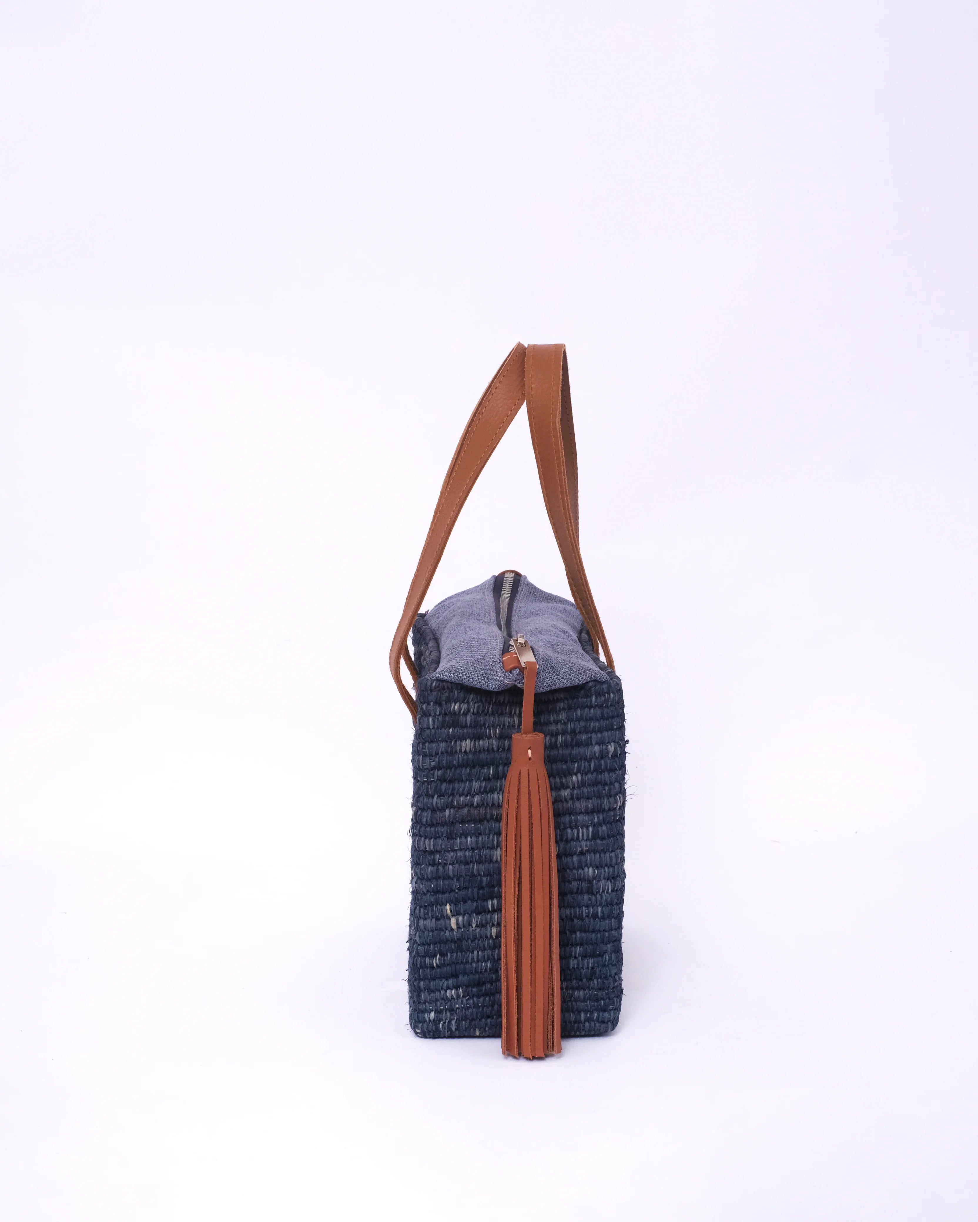 Blue Raffia Tote Bag