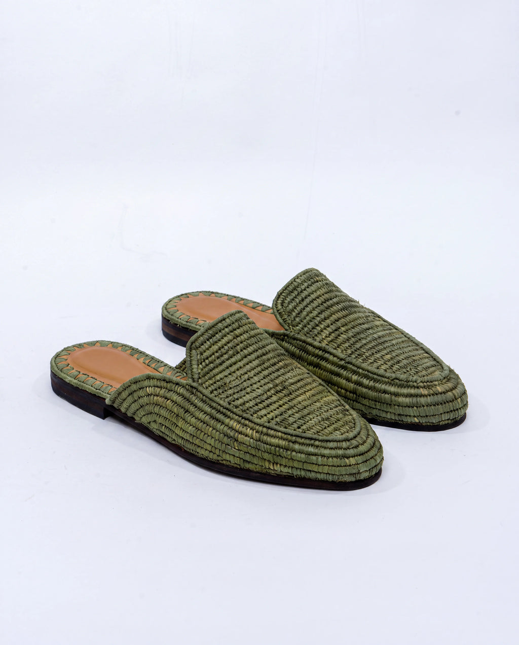 Raffia Weave Slip-On in Green