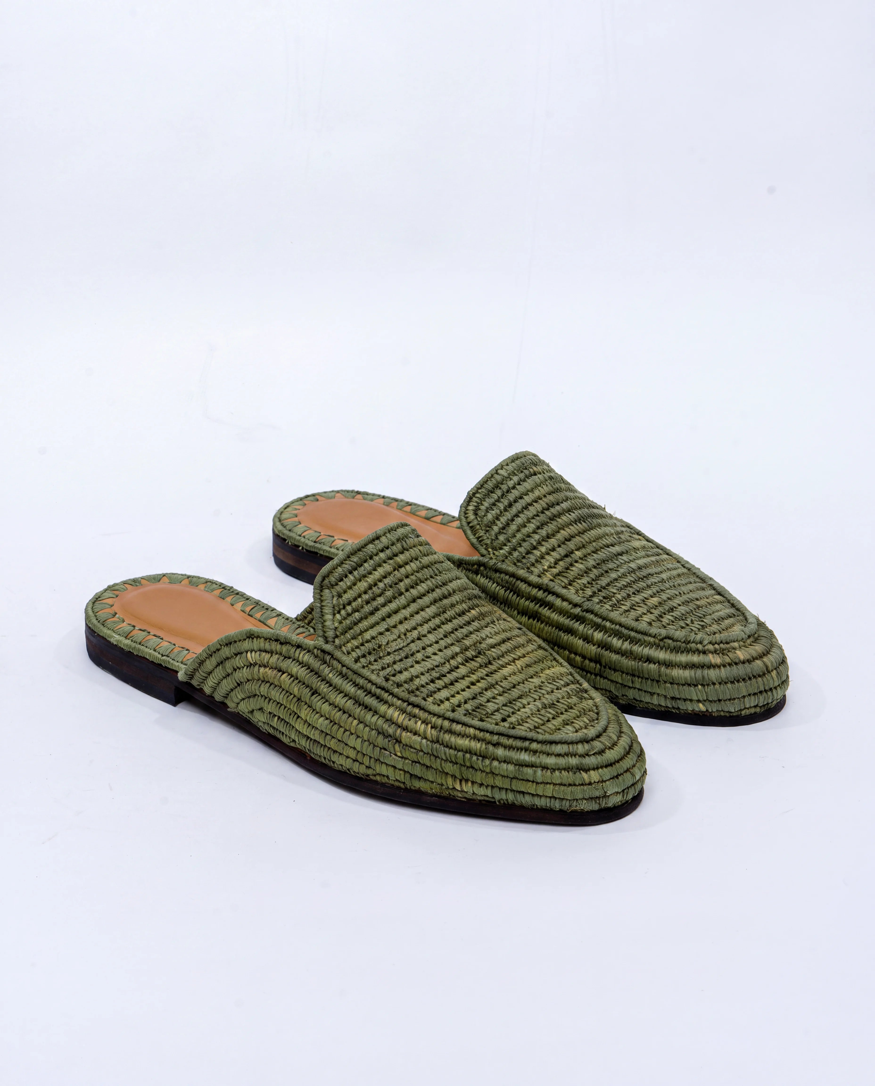 Raffia Weave Slip-On in Green