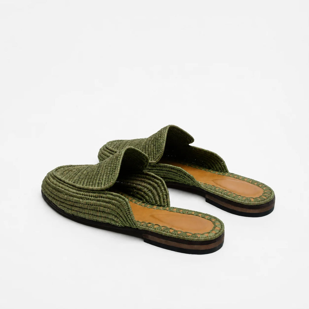 Raffia Weave Slip-On in Green