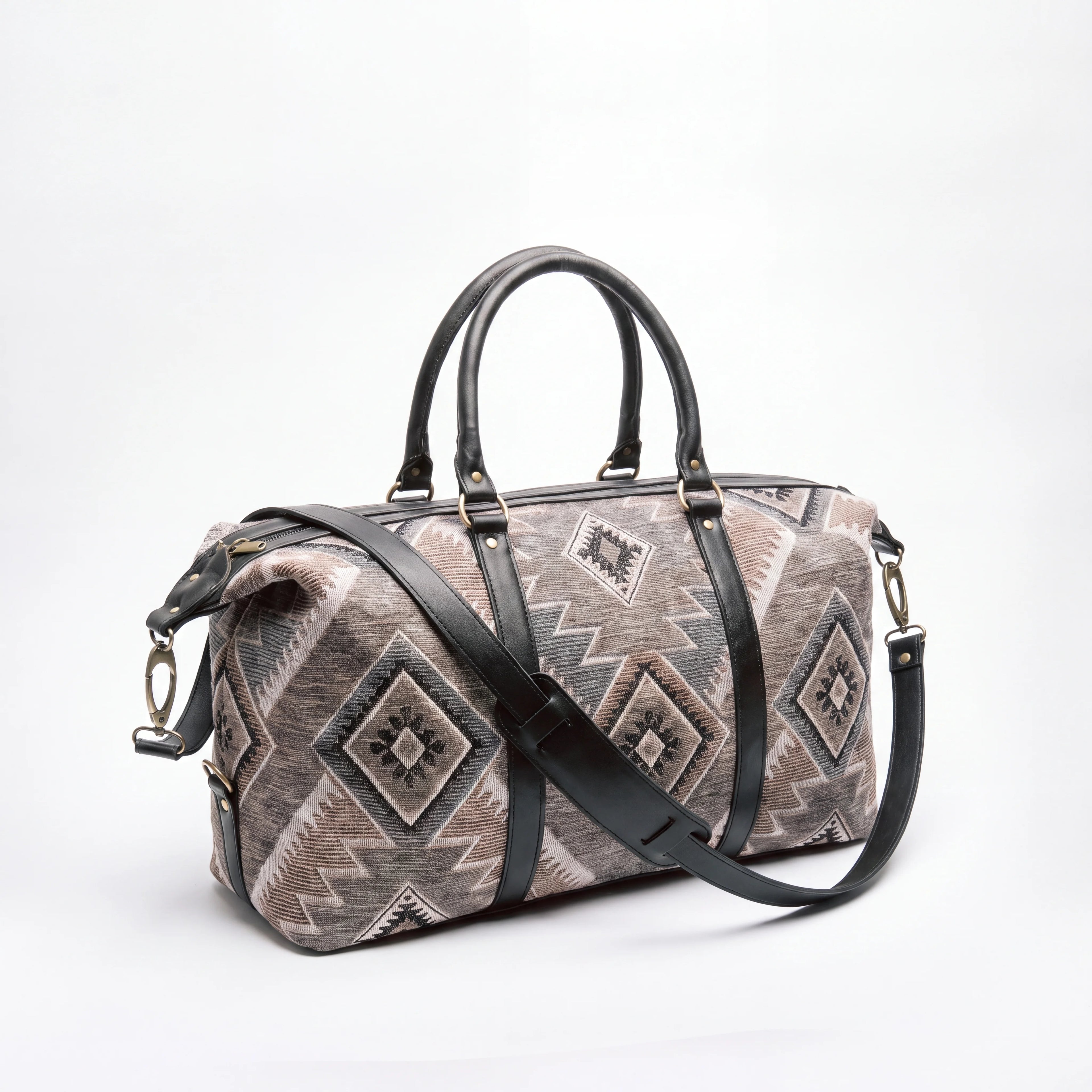 Sand & Charcoal Kilim Overnight Bag