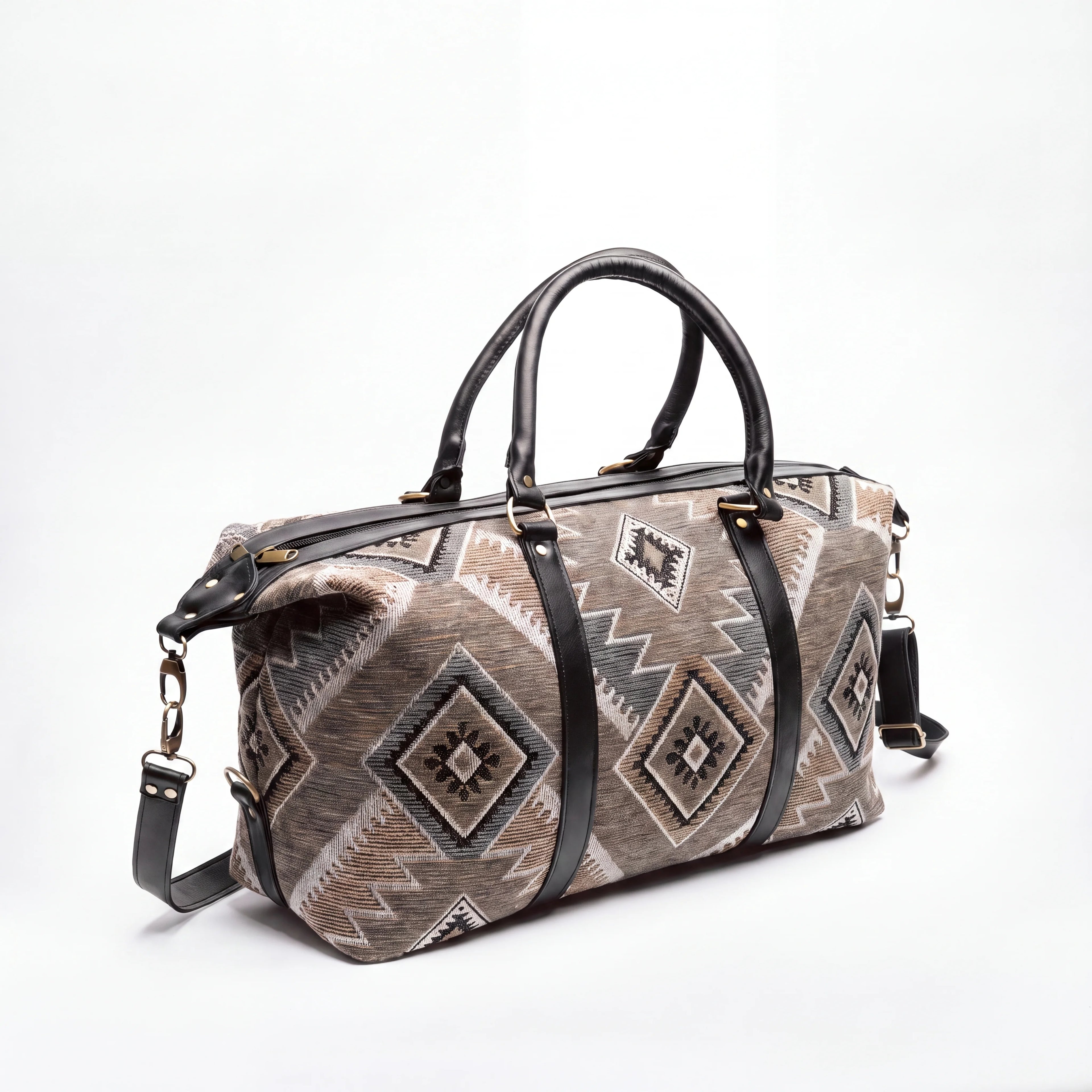 Sand & Charcoal Kilim Overnight Bag