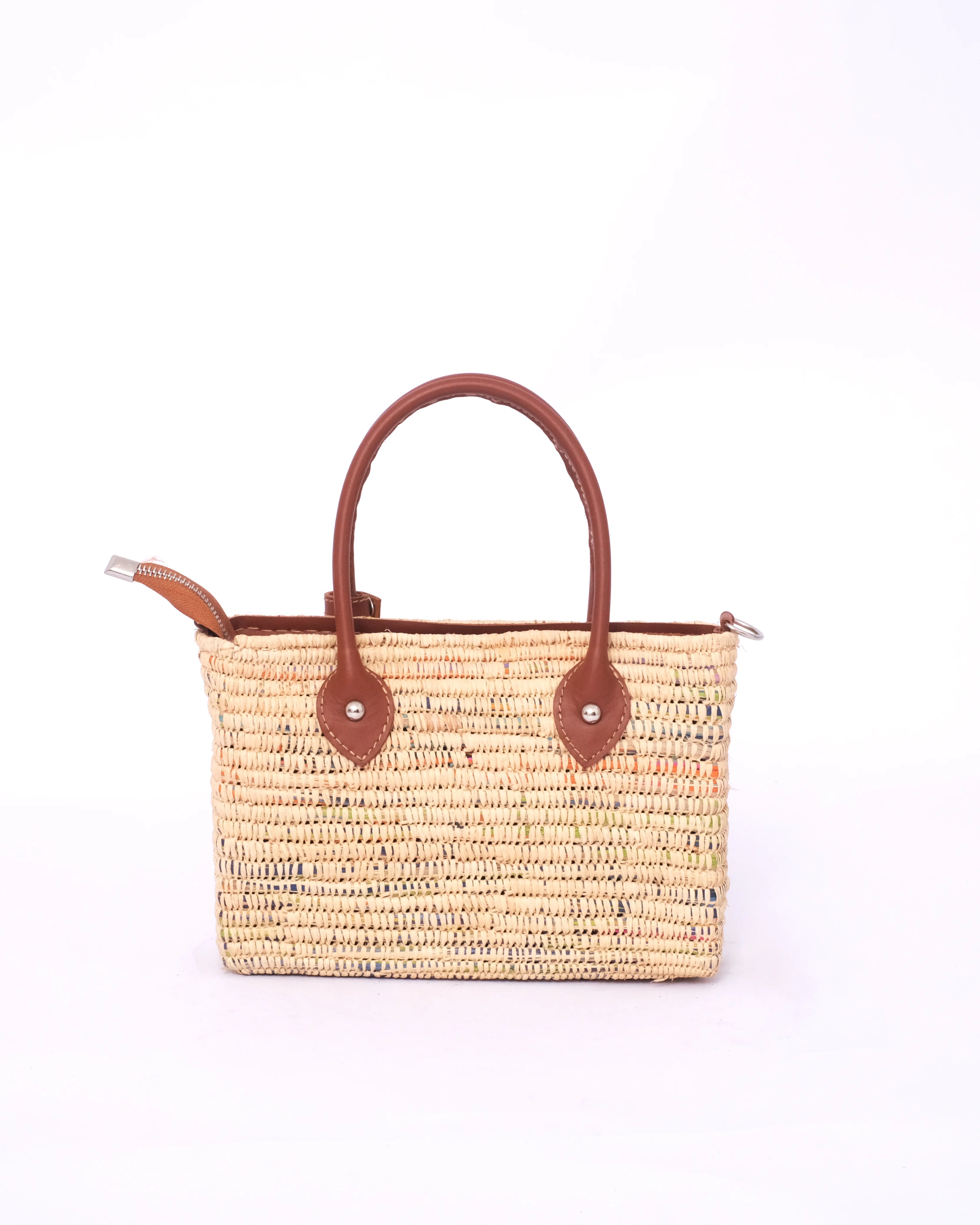 Colorful Striped Raffia Bag