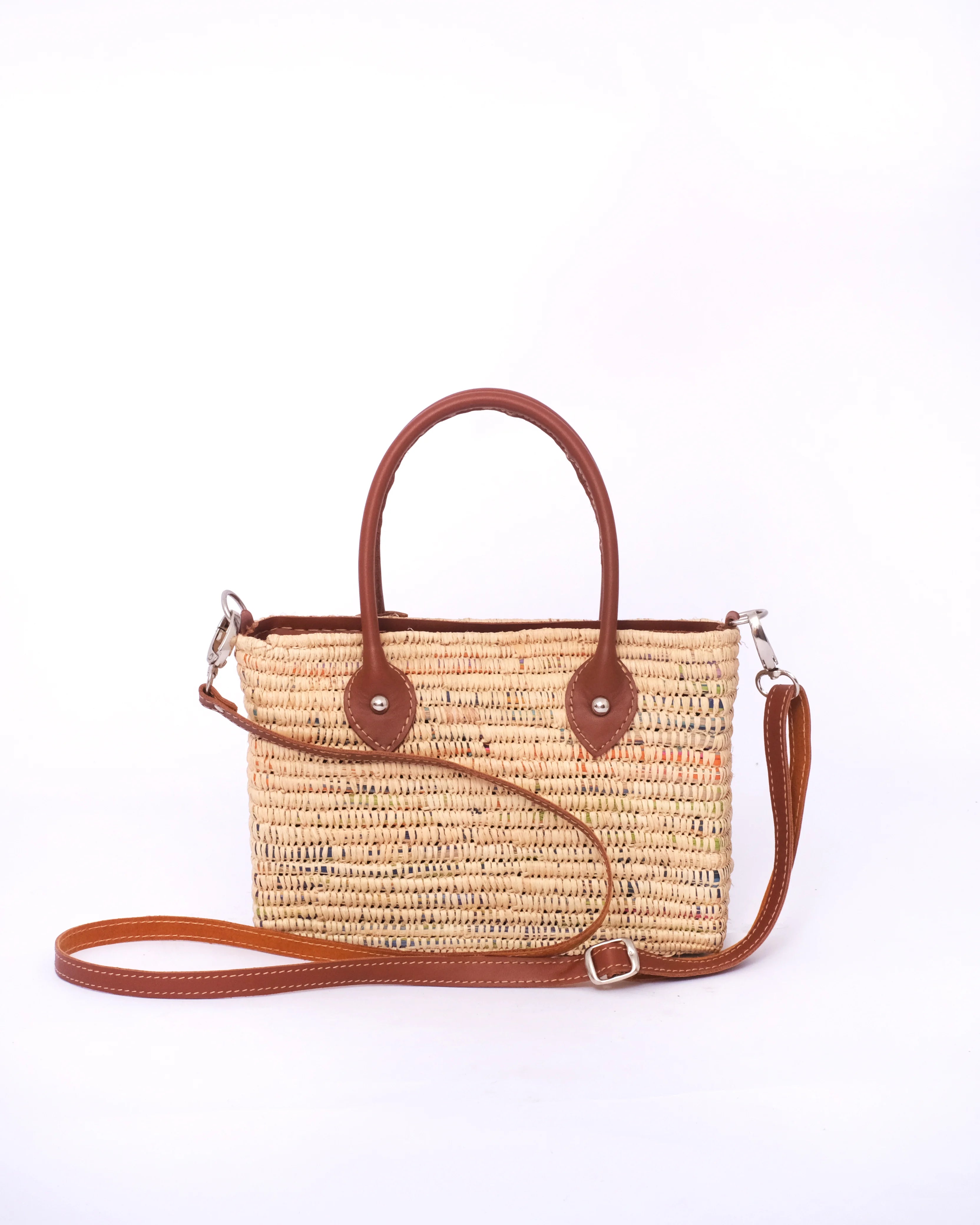 Colorful Striped Raffia Bag