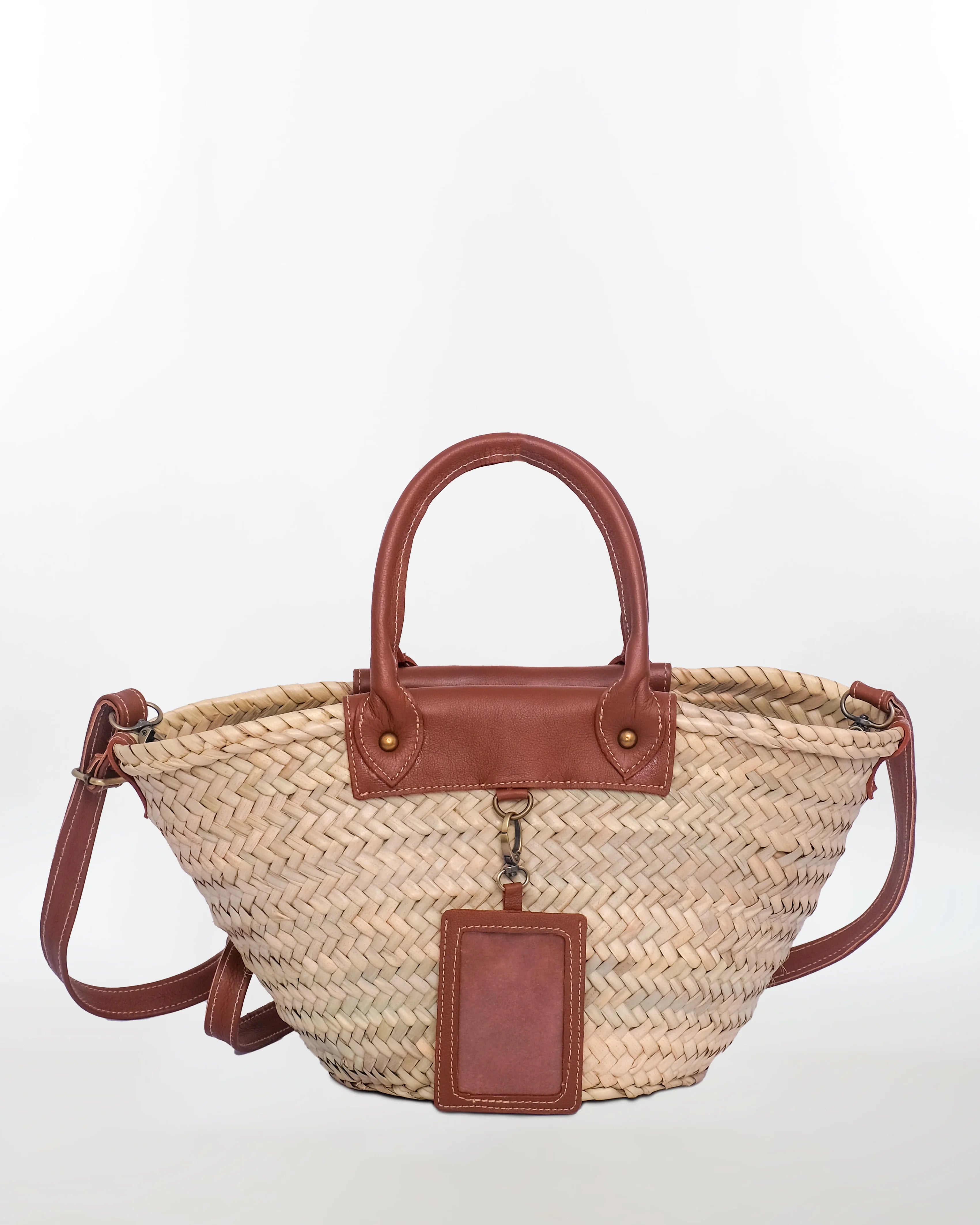 Hand-Woven Straw Bag With Crad Holder