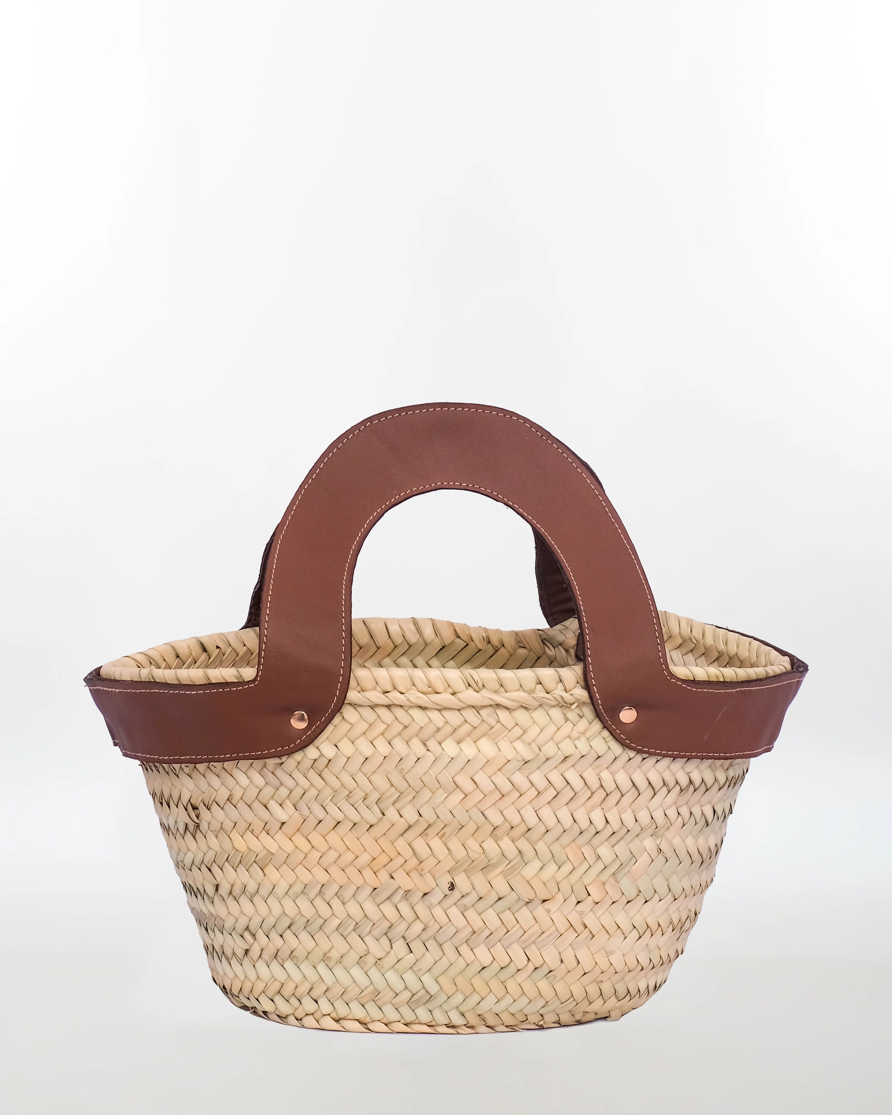 Arch Handle Straw Basket Bag