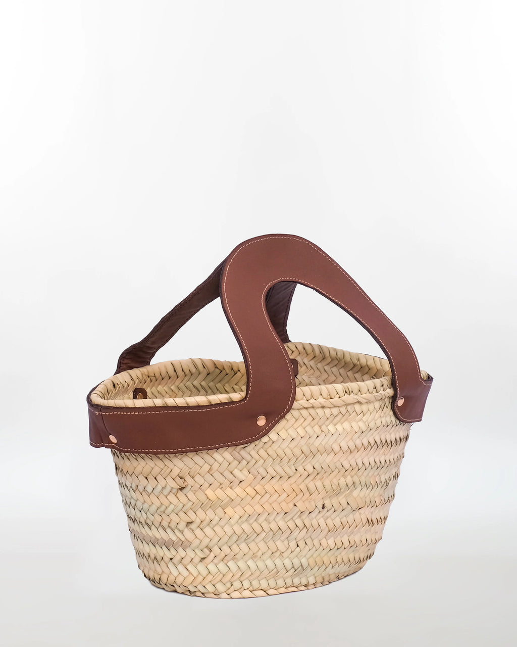 Arch Handle Straw Basket Bag