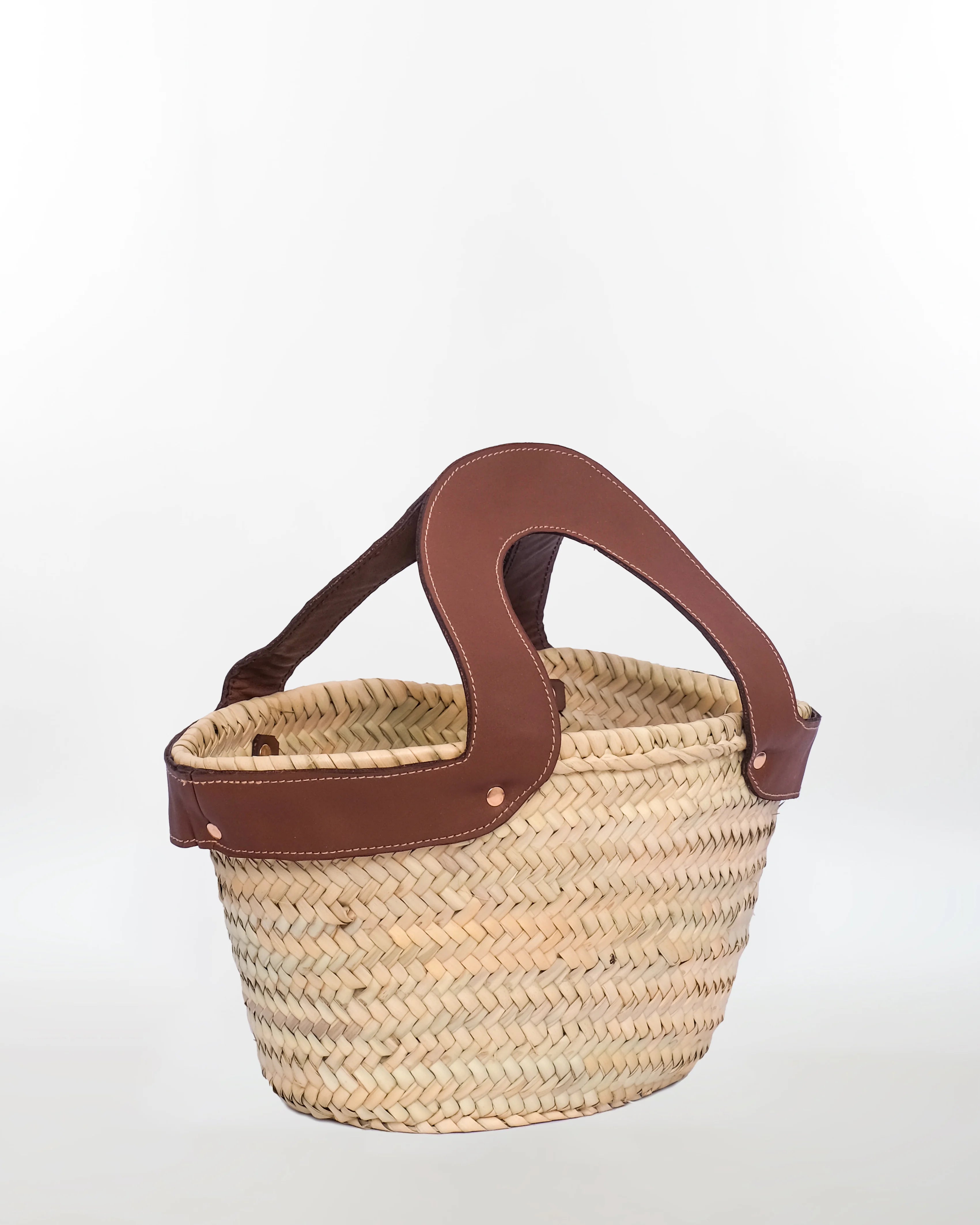Arch Handle Straw Basket Bag
