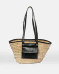 Black Straw Tote Bag