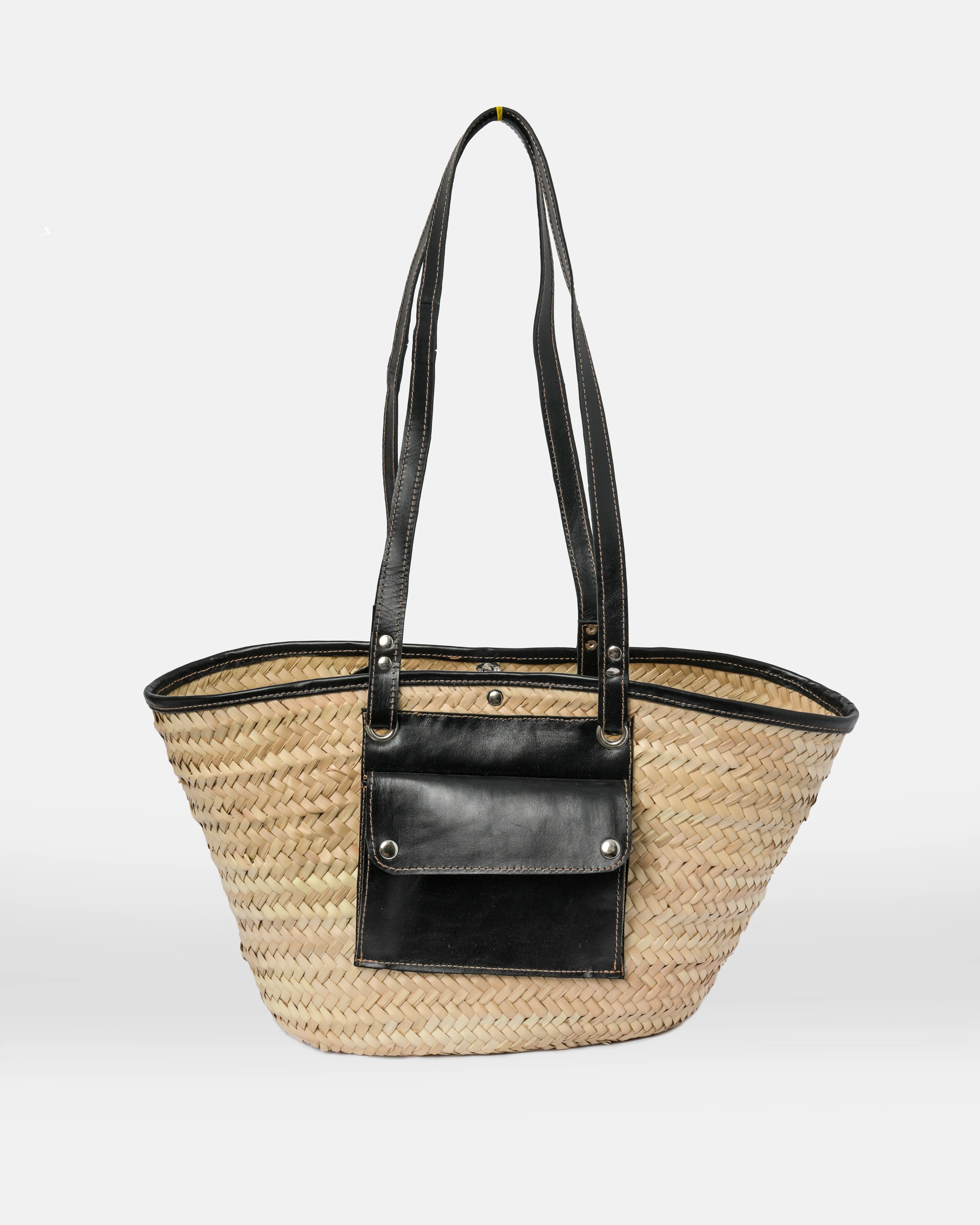 Black Straw Tote Bag