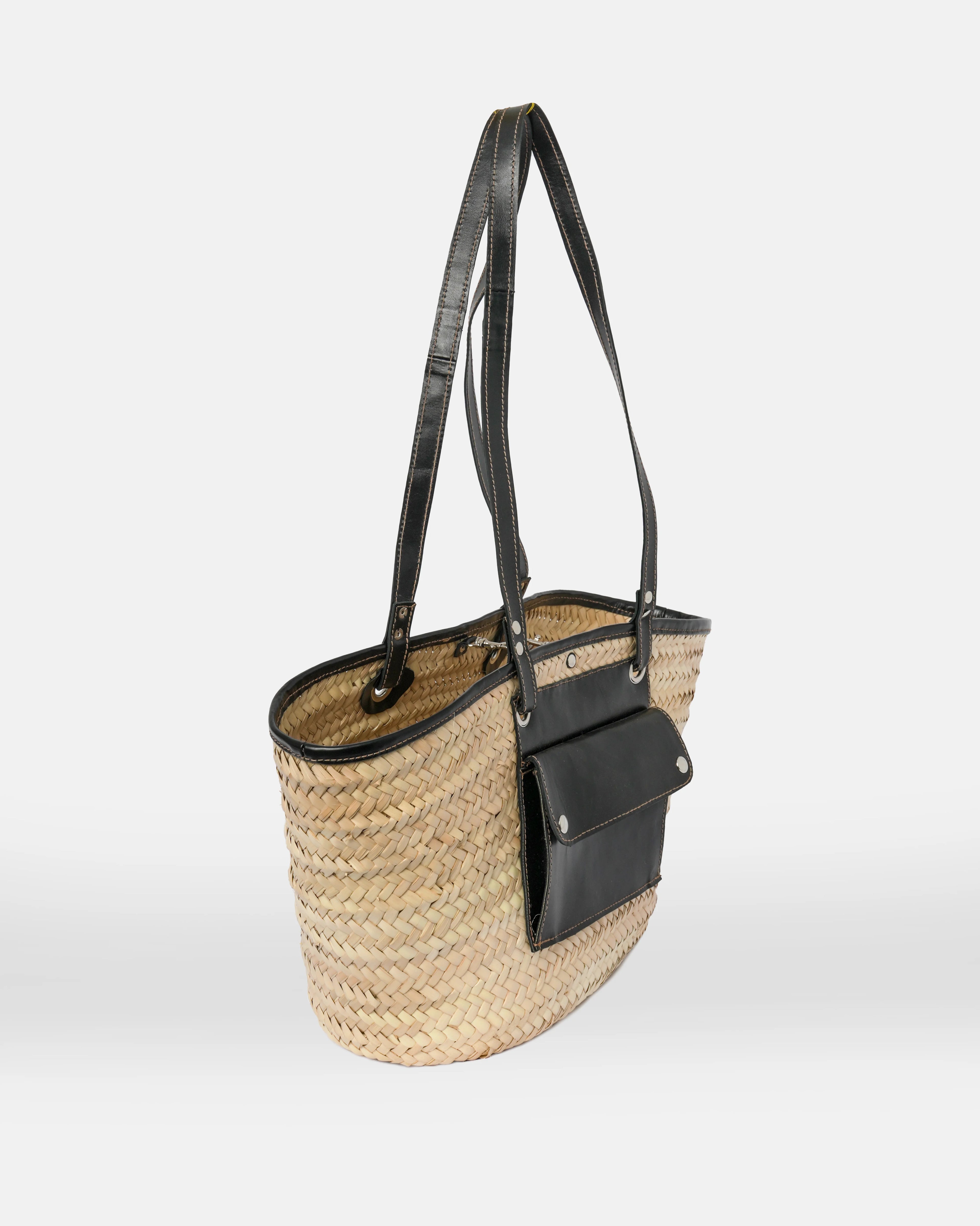 Black Straw Tote Bag
