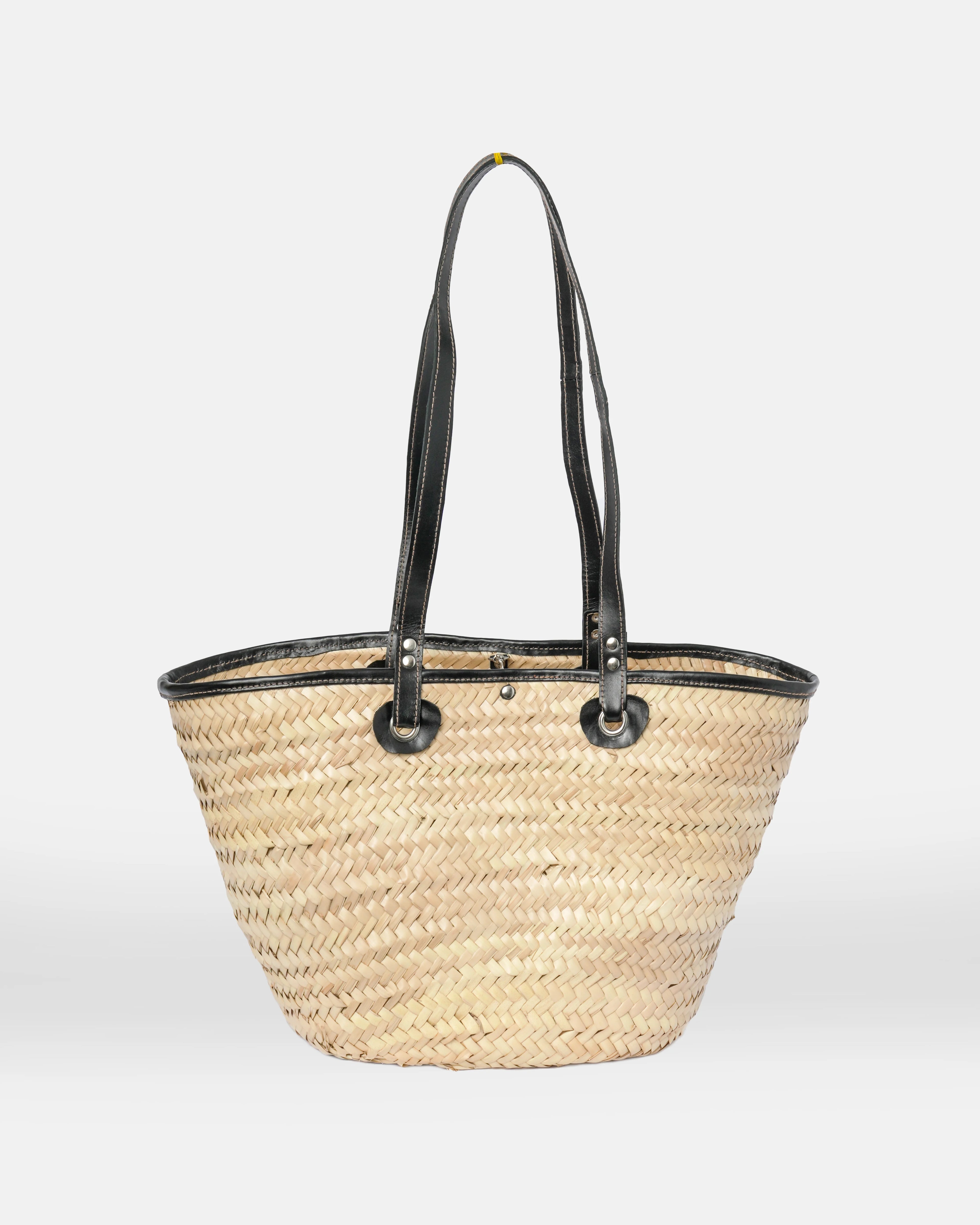 Black Straw Tote Bag