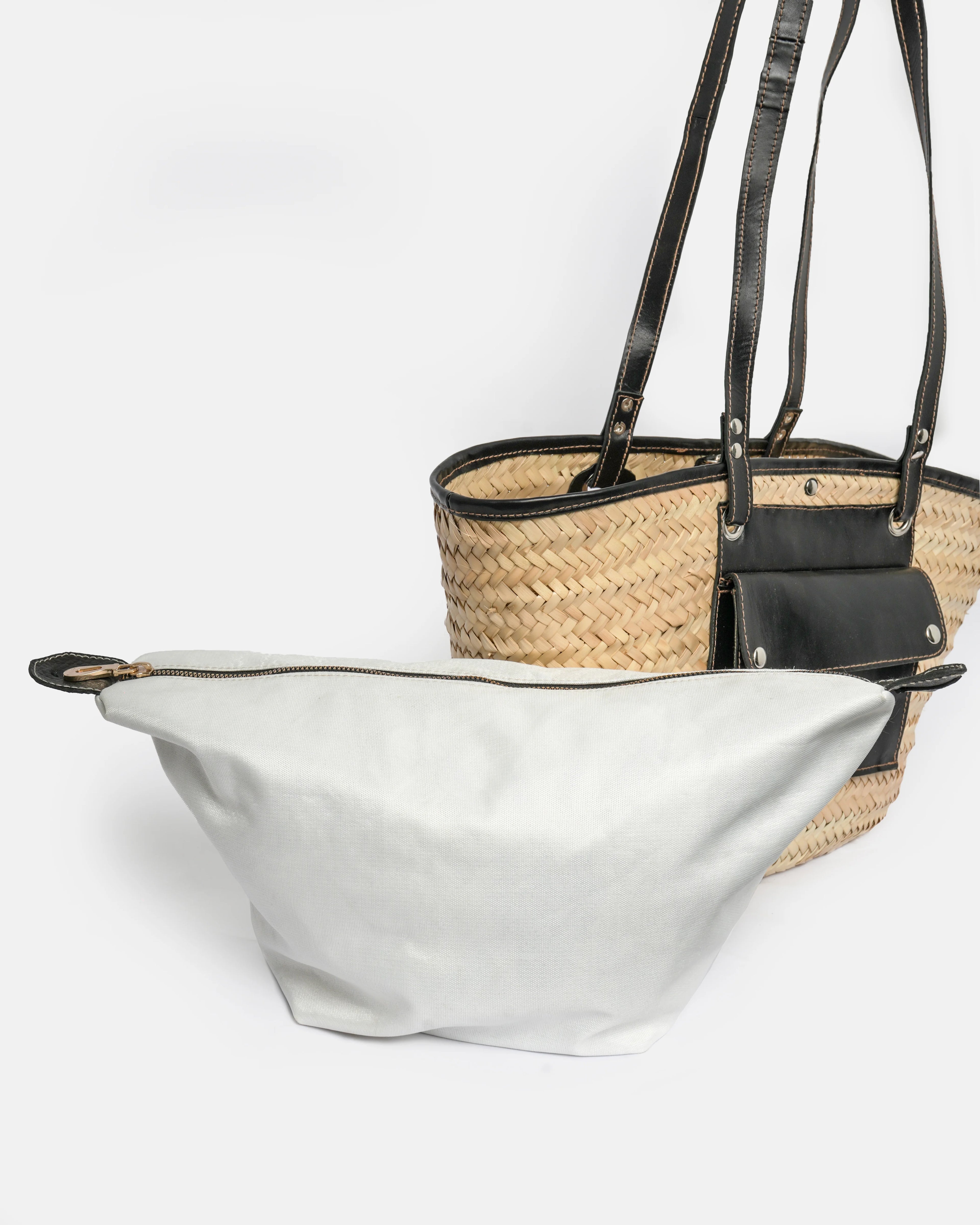 Black Straw Tote Bag