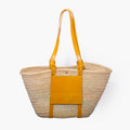 Straw Tote Bag with Leather Handles
