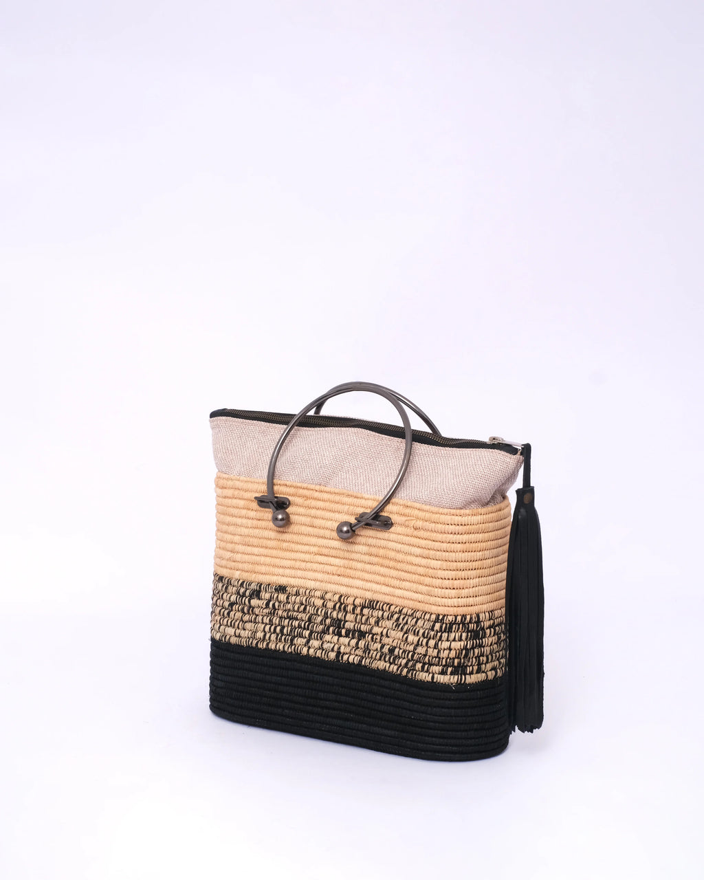 Stripe Raffia Tote Bag