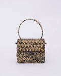 Structured Raffia Box Bag — Black Woven Handle