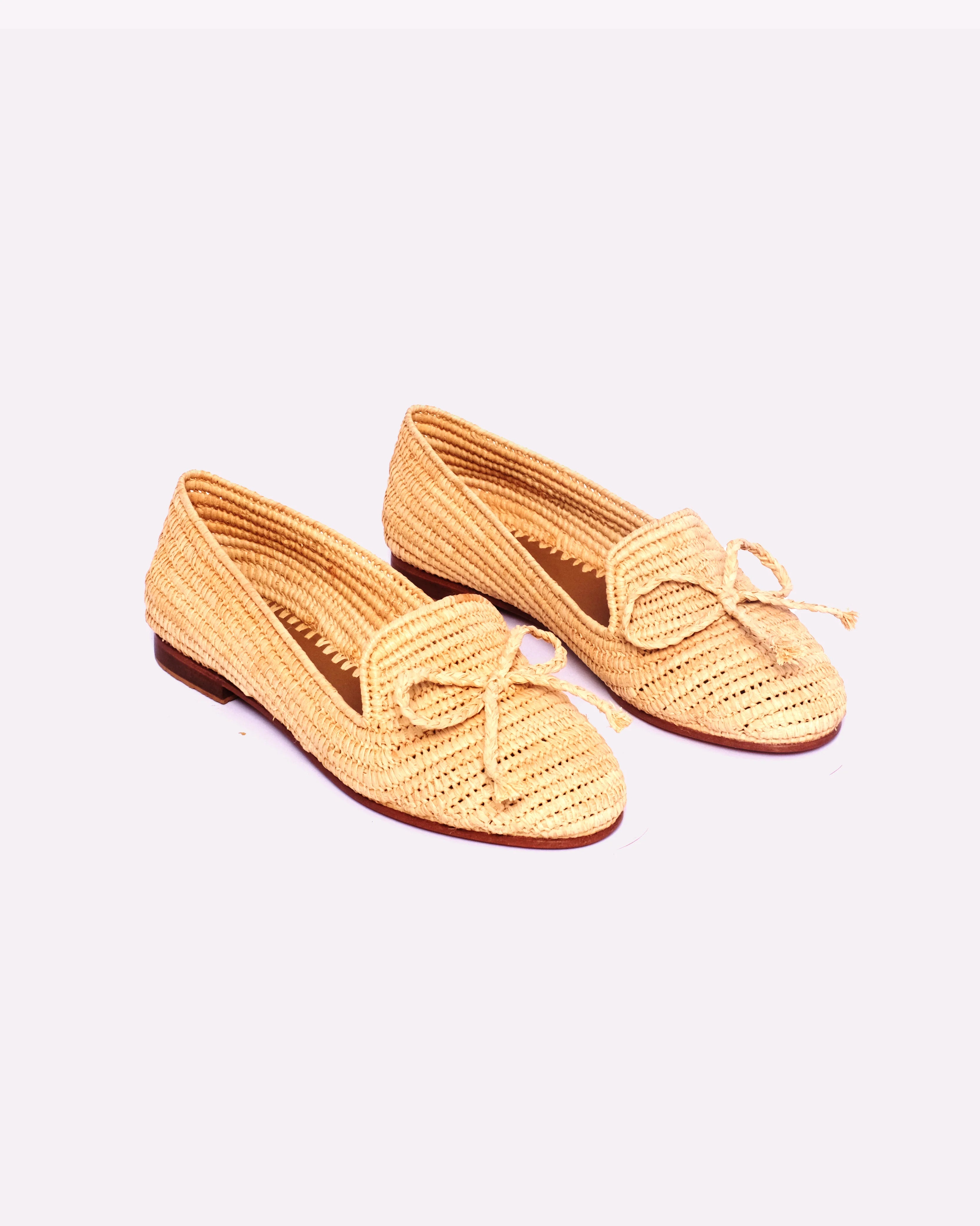 Women's Designer Raffia Loafers in Beige