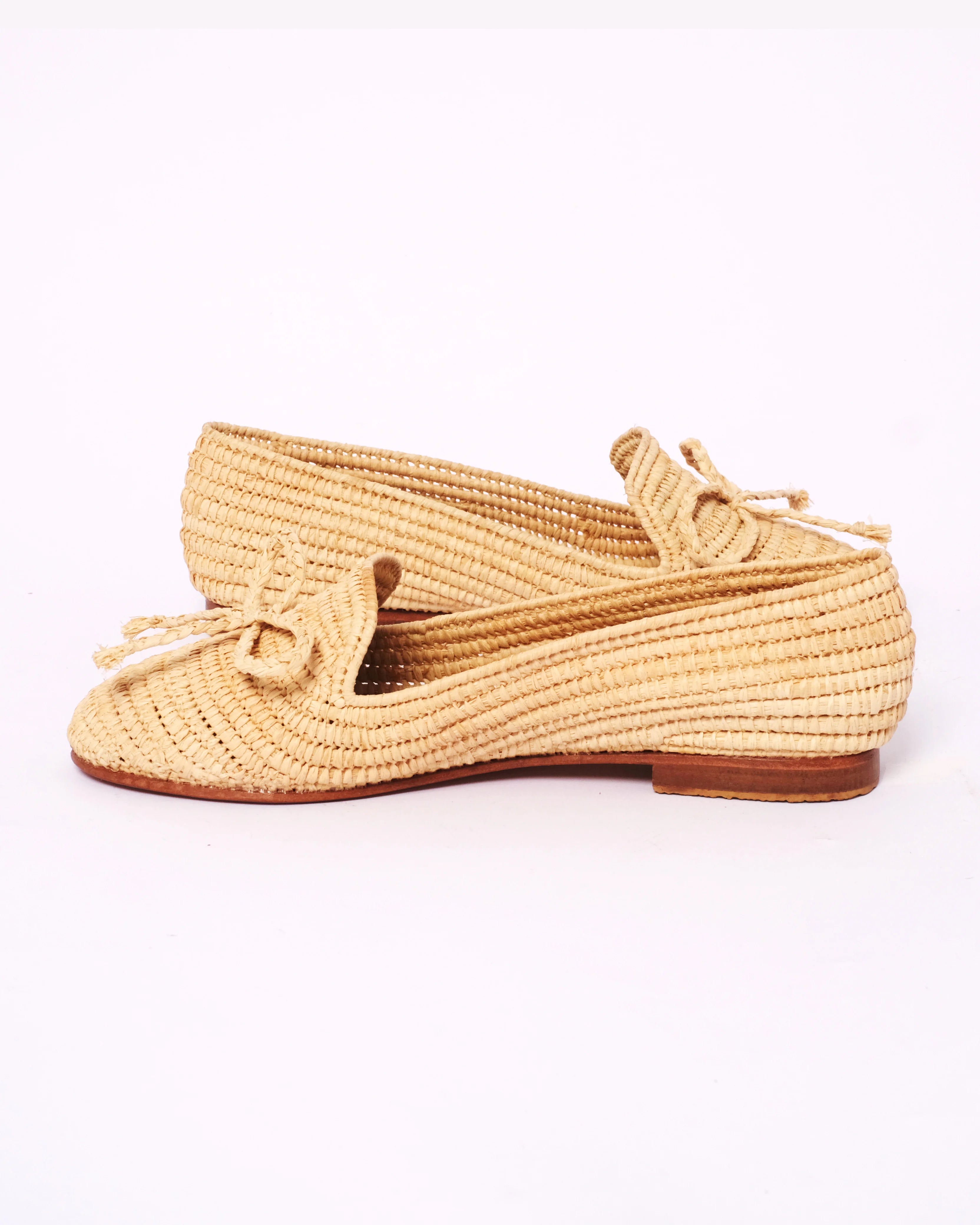Women's Designer Raffia Loafers in Beige