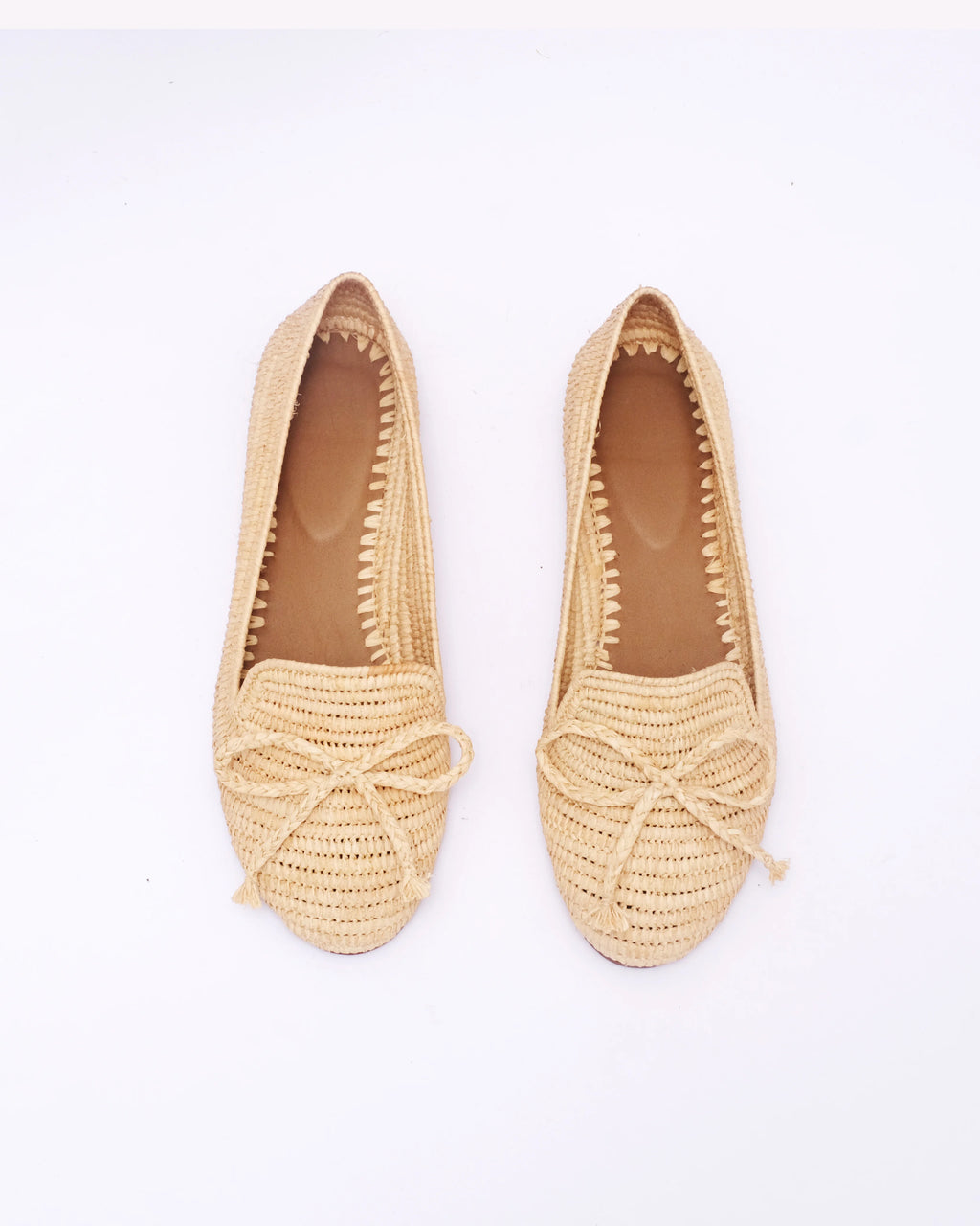 Women's Designer Raffia Loafers in Beige