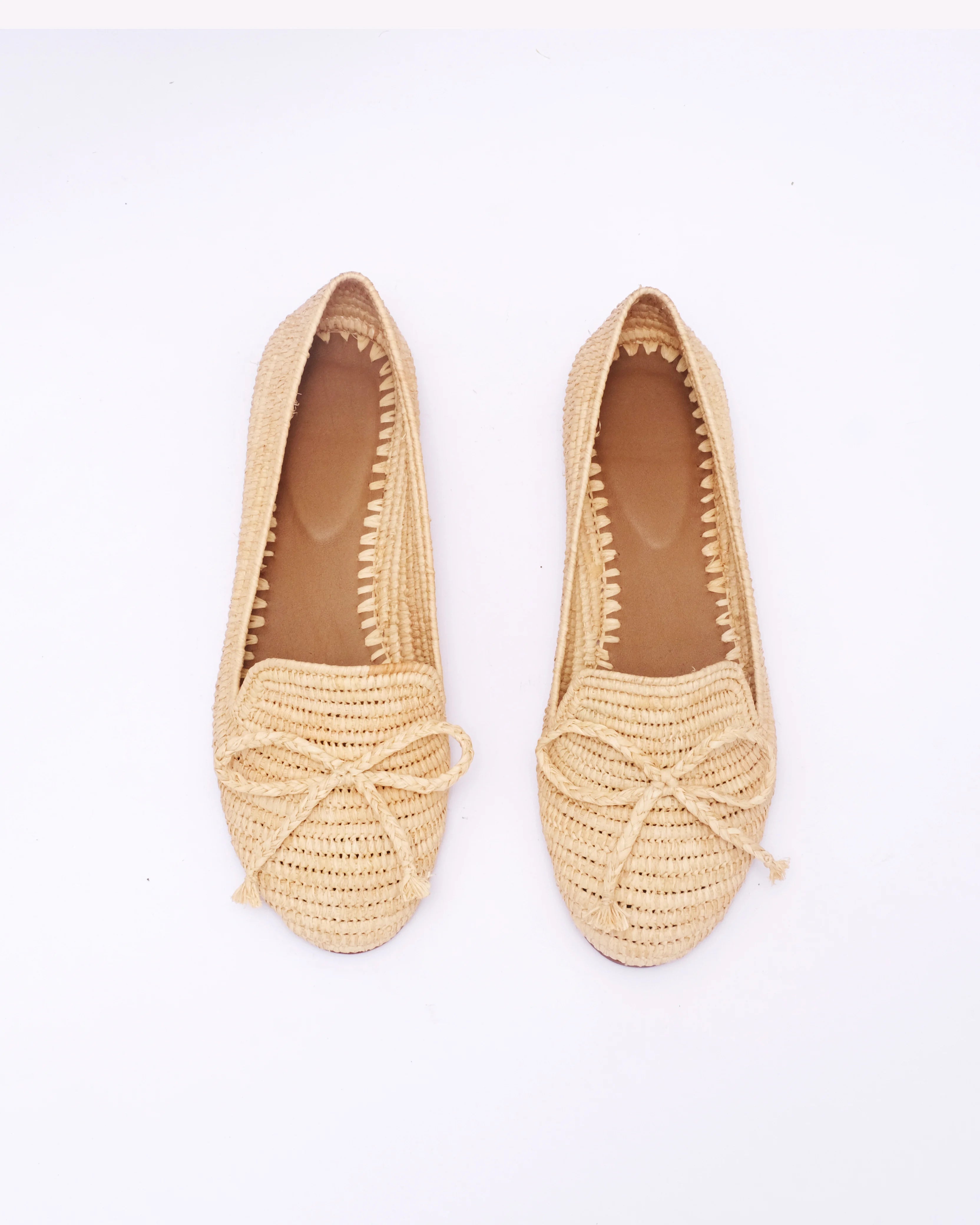 Women's Designer Raffia Loafers in Beige