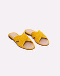 Women's Raffia Cross-Strap Flat Slide Sandals – Yellow