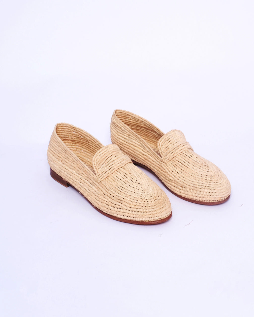 Women's Raffia Loafers in Beige