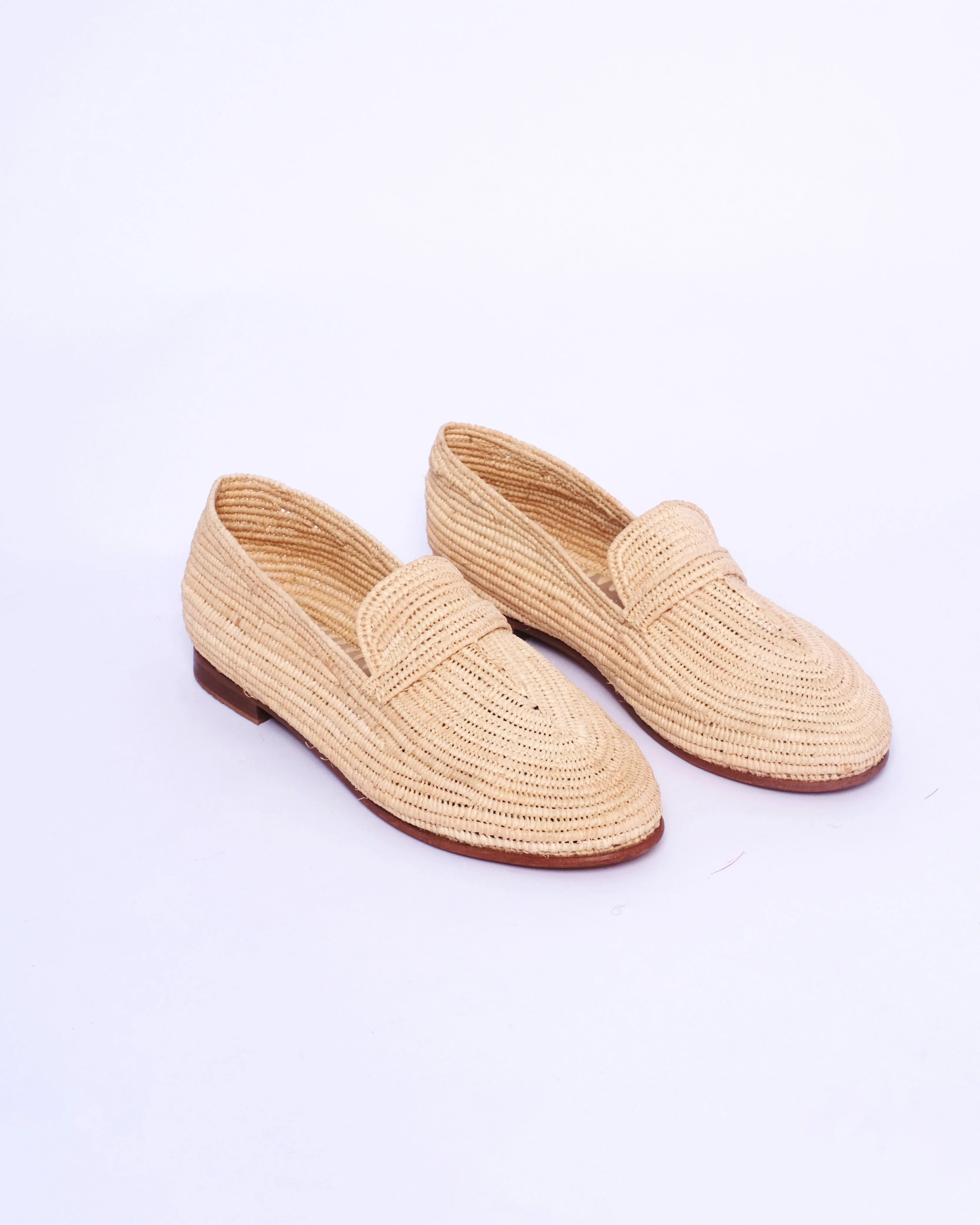 Women's Raffia Loafers in Beige