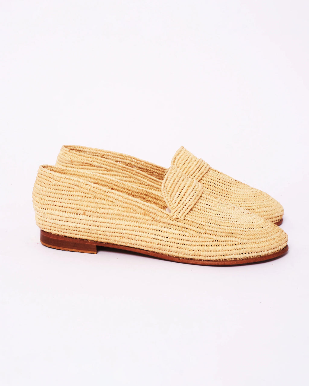Women's Raffia Loafers in Beige