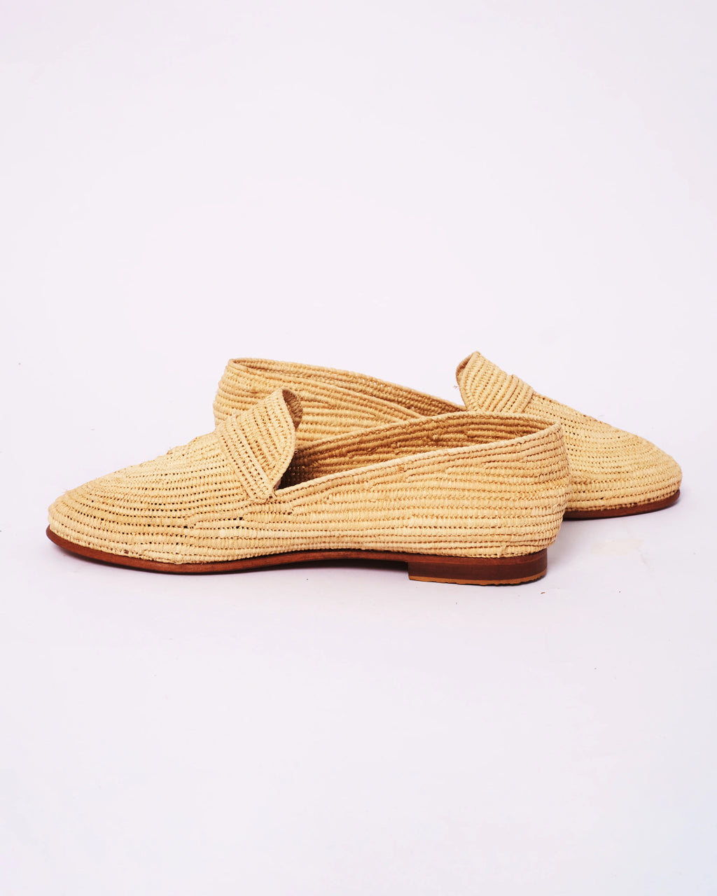 Women's Raffia Loafers in Beige