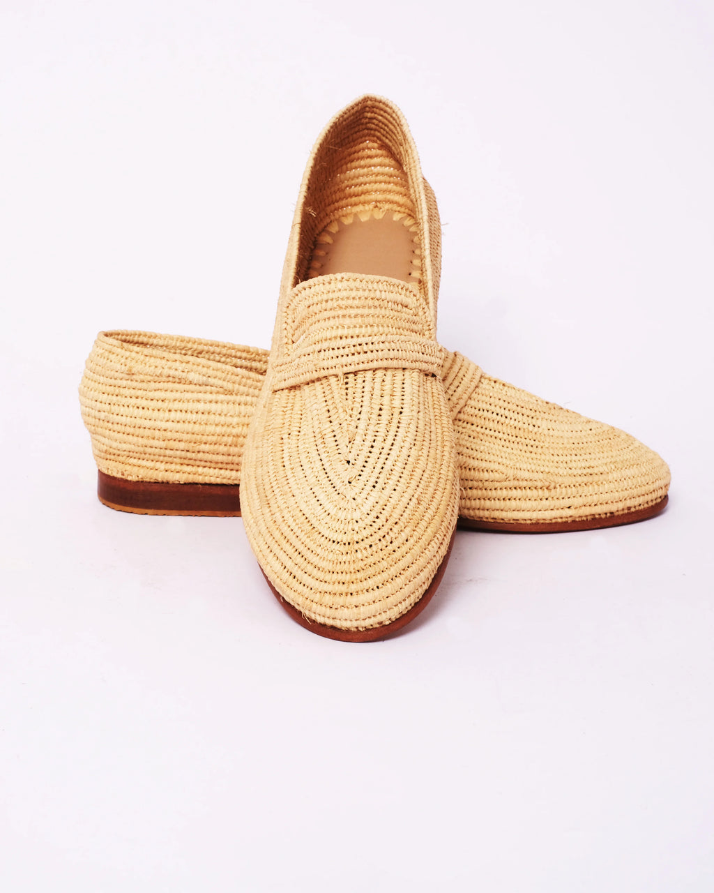 Women's Raffia Loafers in Beige