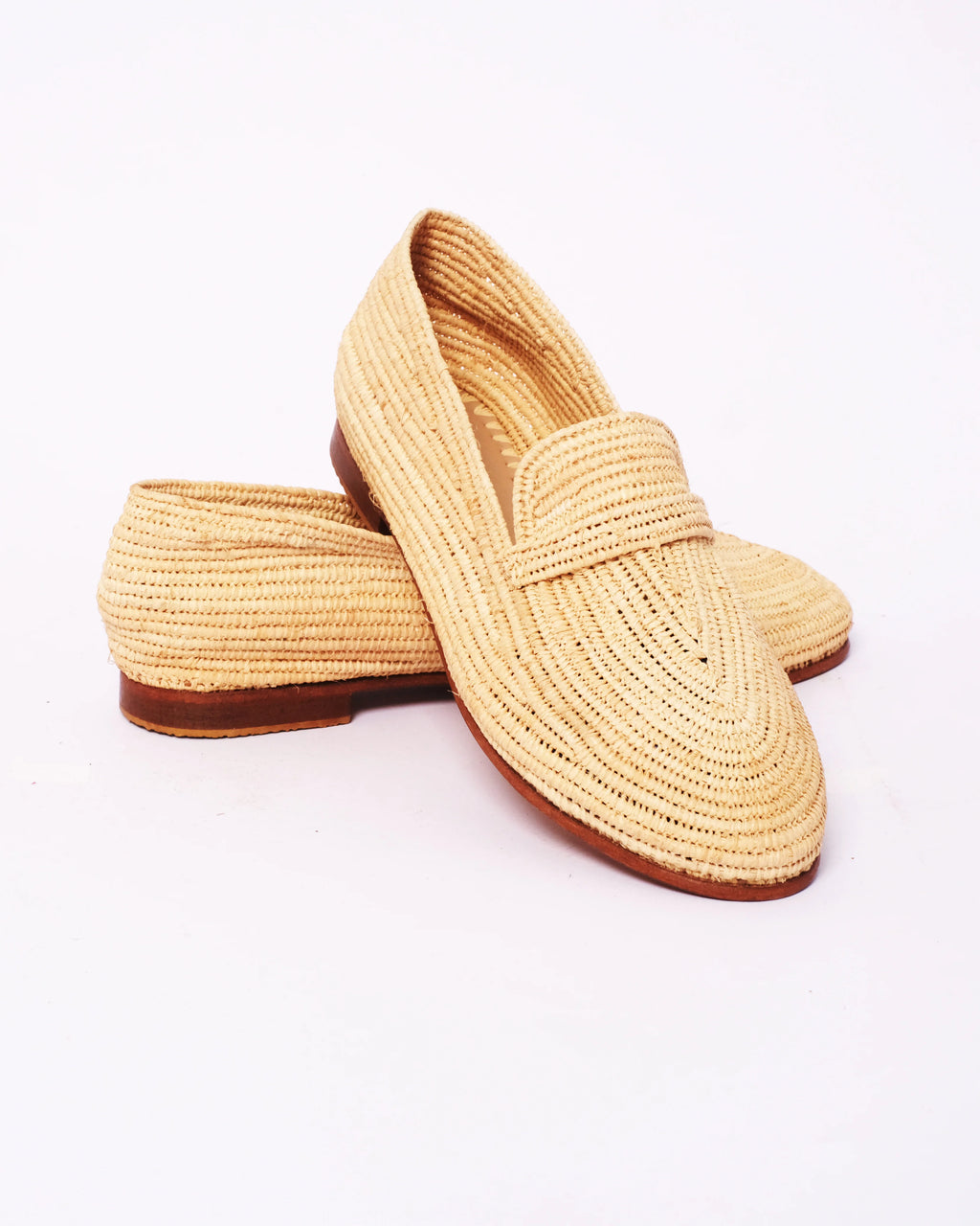 Women's Raffia Loafers in Beige