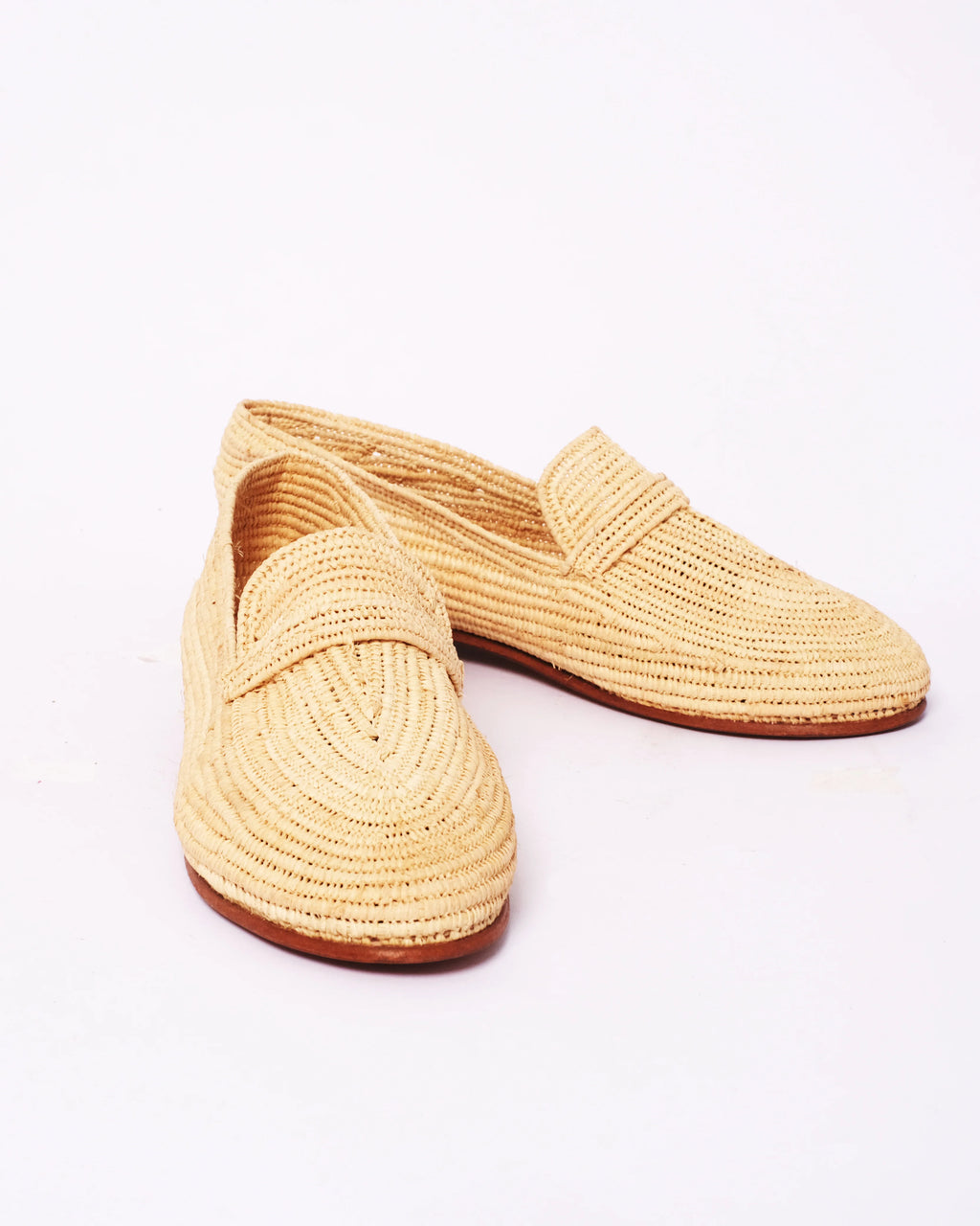 Women's Raffia Loafers in Beige