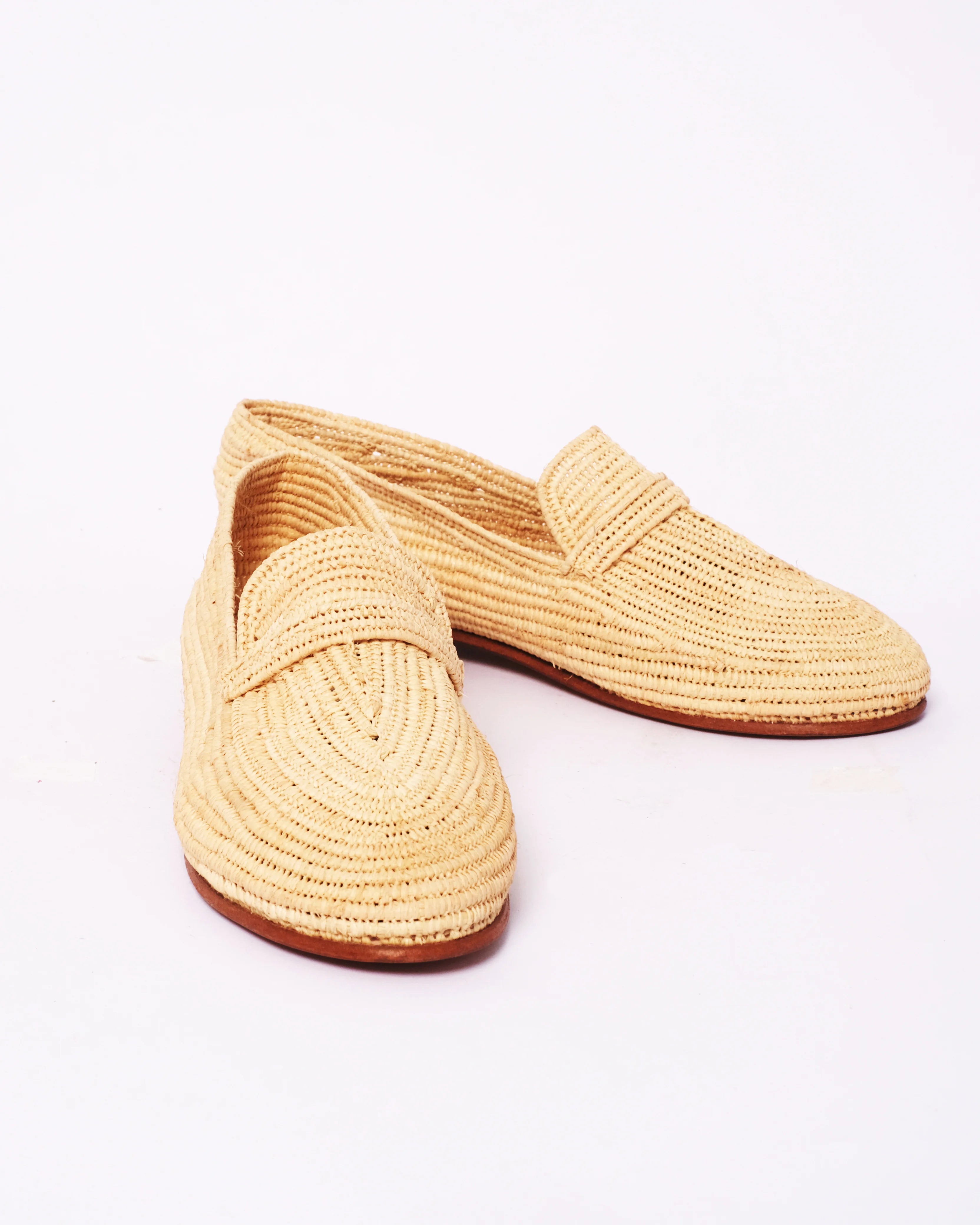 Women's Raffia Loafers in Beige