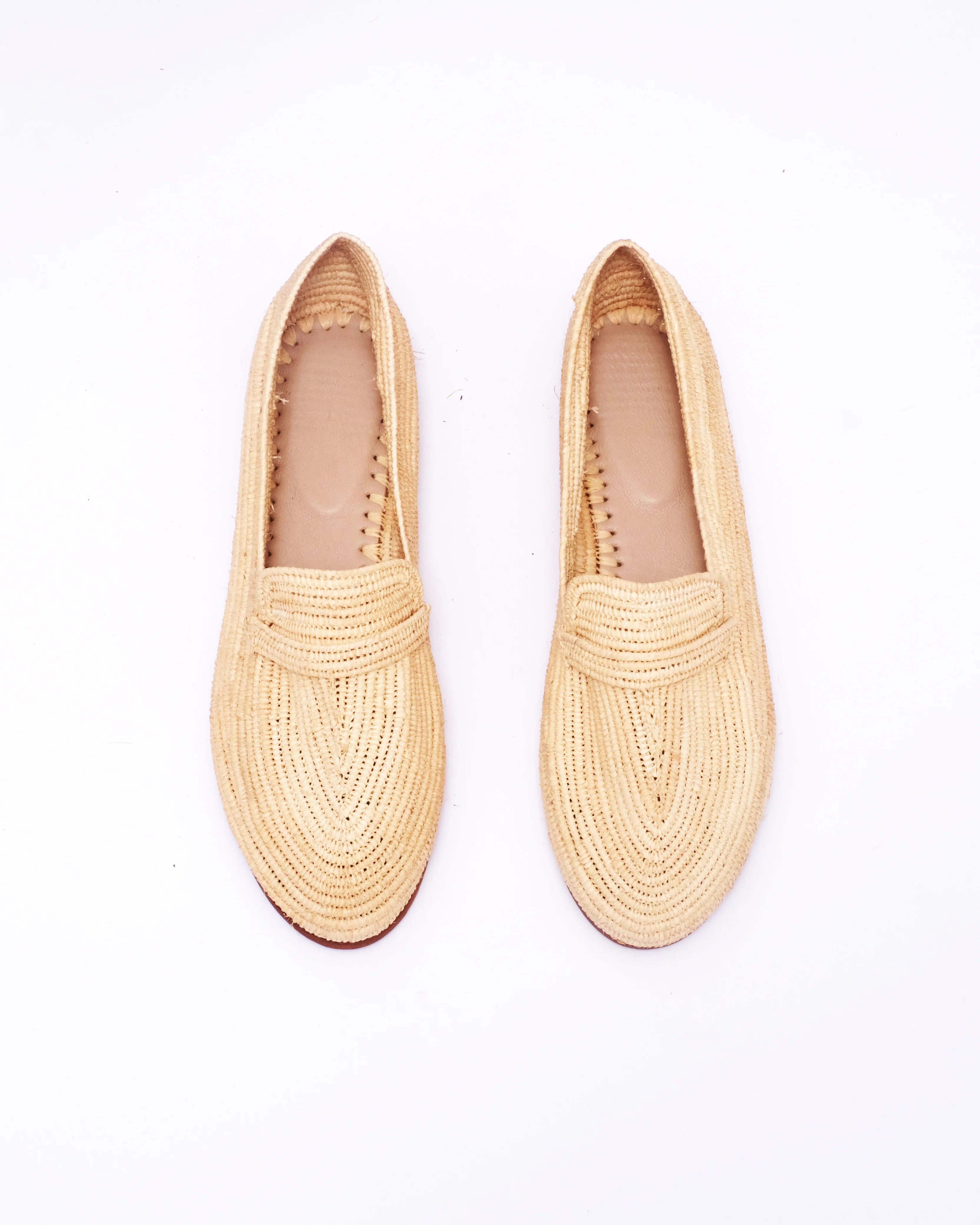 Women's Raffia Loafers in Beige