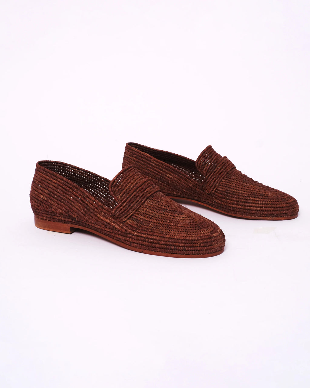Women's Raffia Loafers in Chocolate Brown