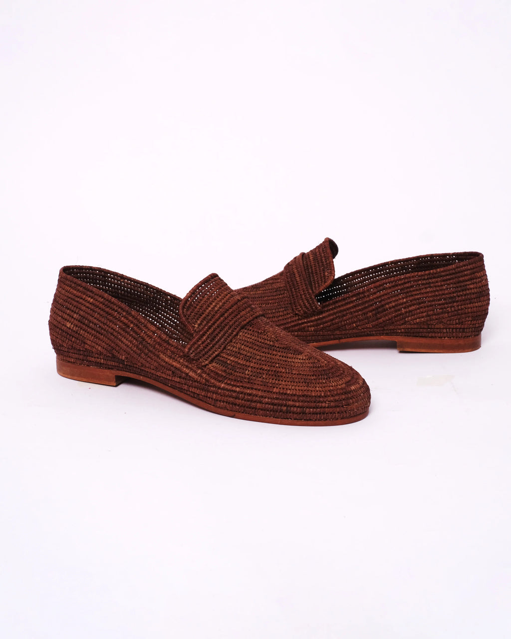 Women's Raffia Loafers in Chocolate Brown