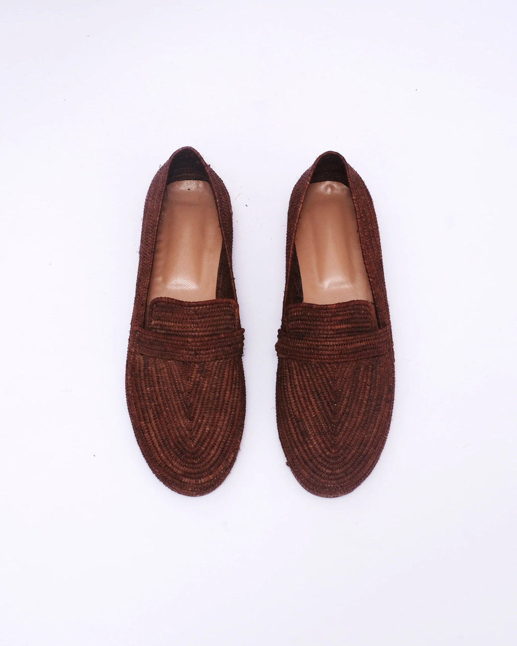 Women's Raffia Loafers in Chocolate Brown