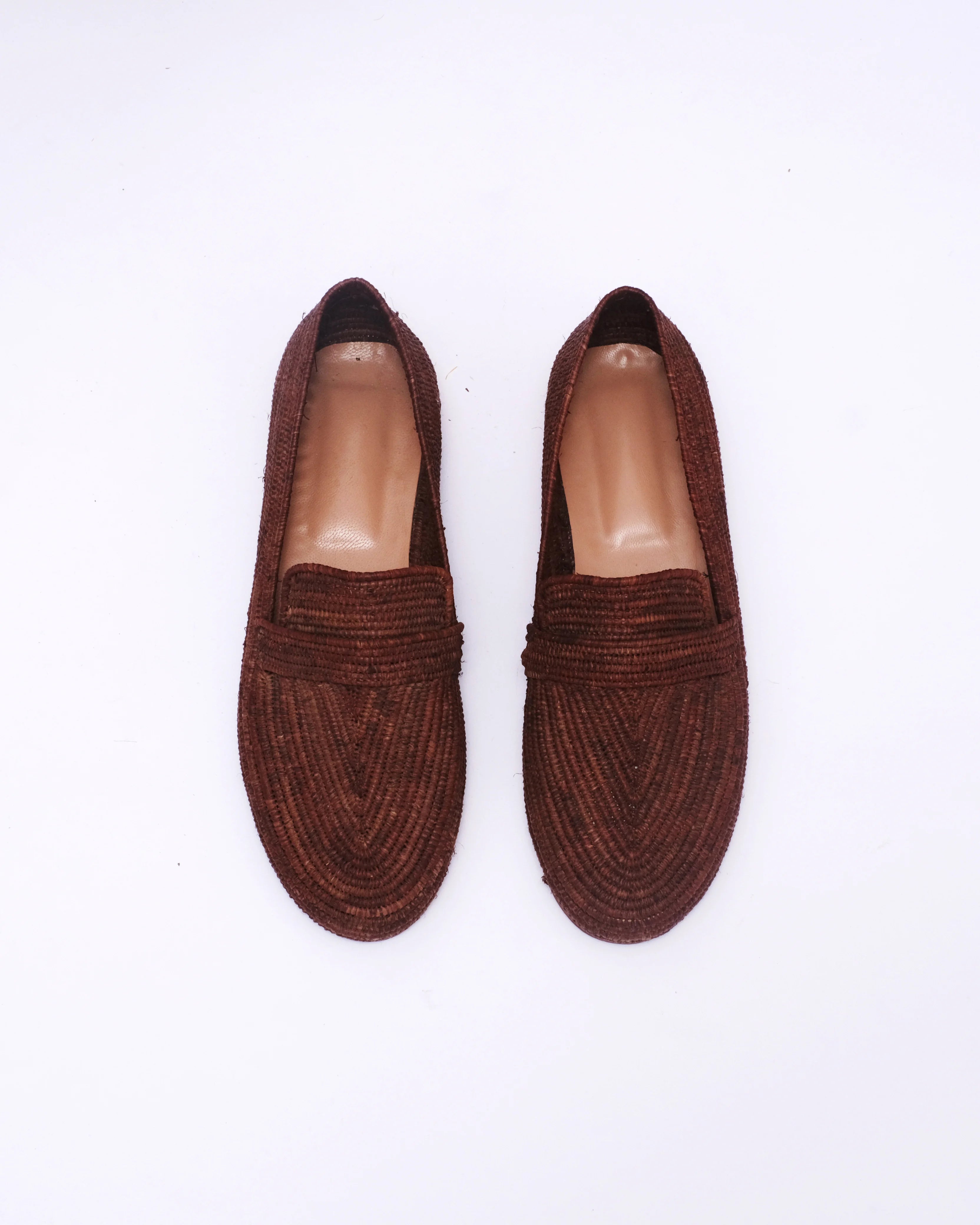 Women's Raffia Loafers in Chocolate Brown