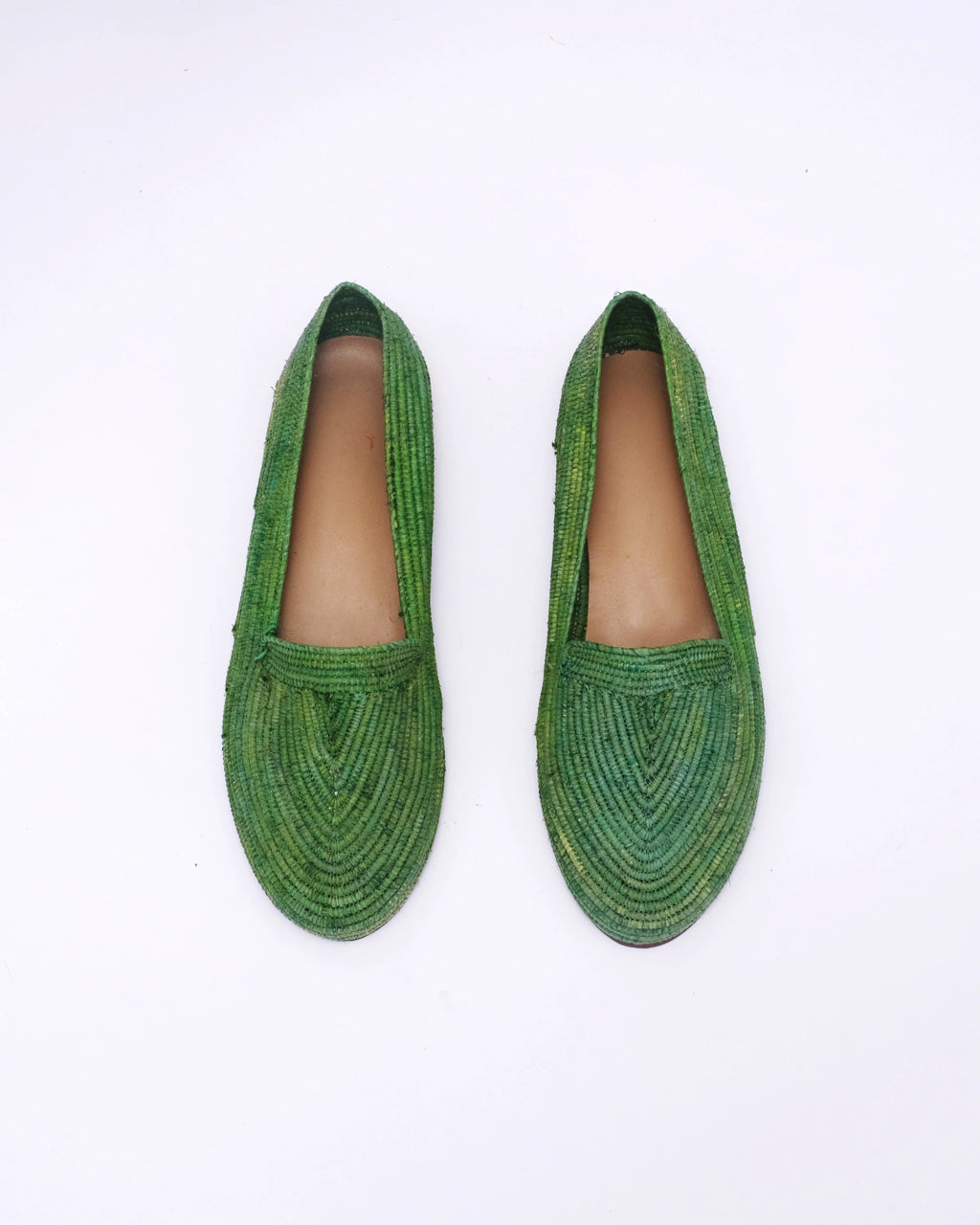 Women's Raffia Loafers in Emerald Green