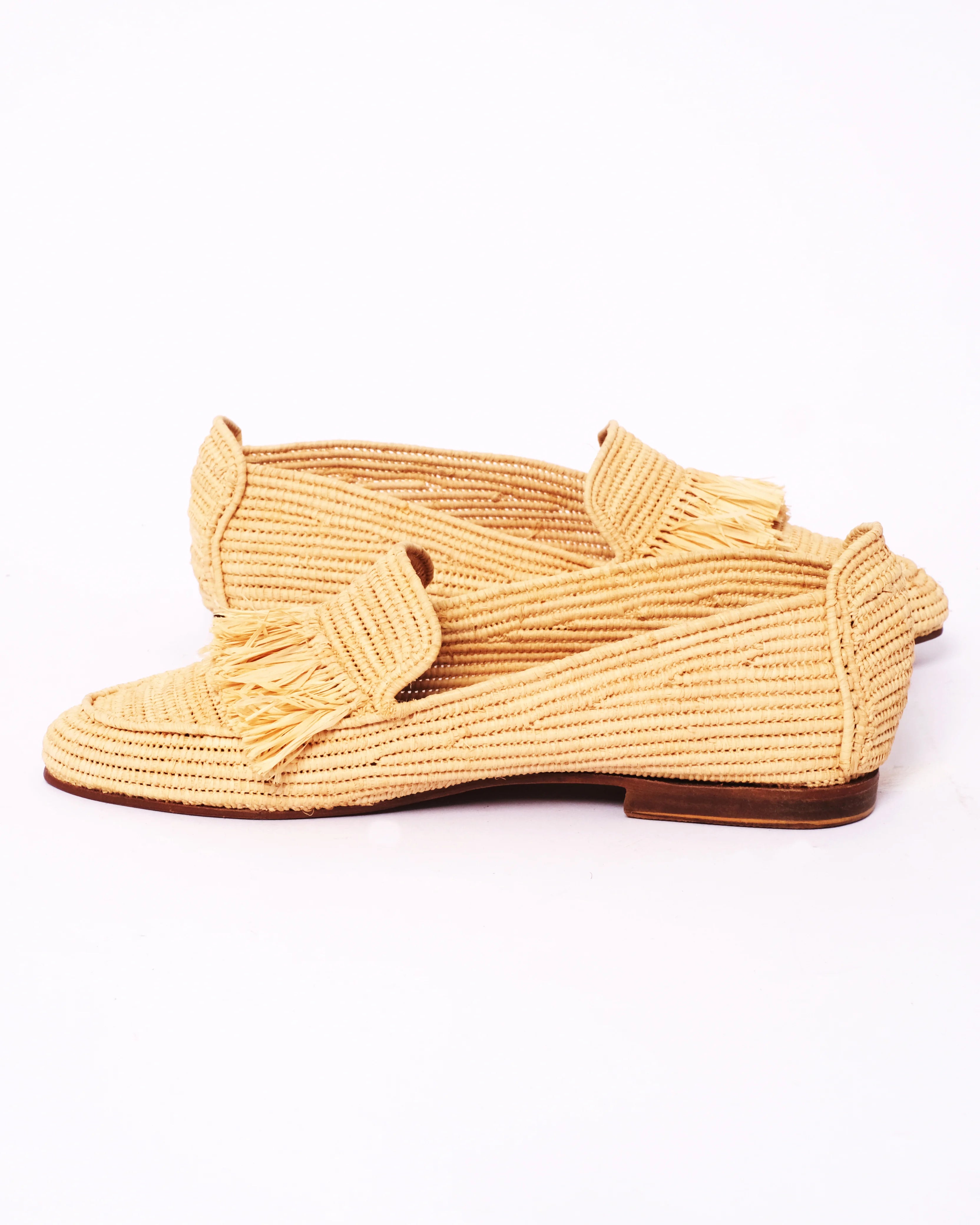 Women's Raffia Loafers in Natural