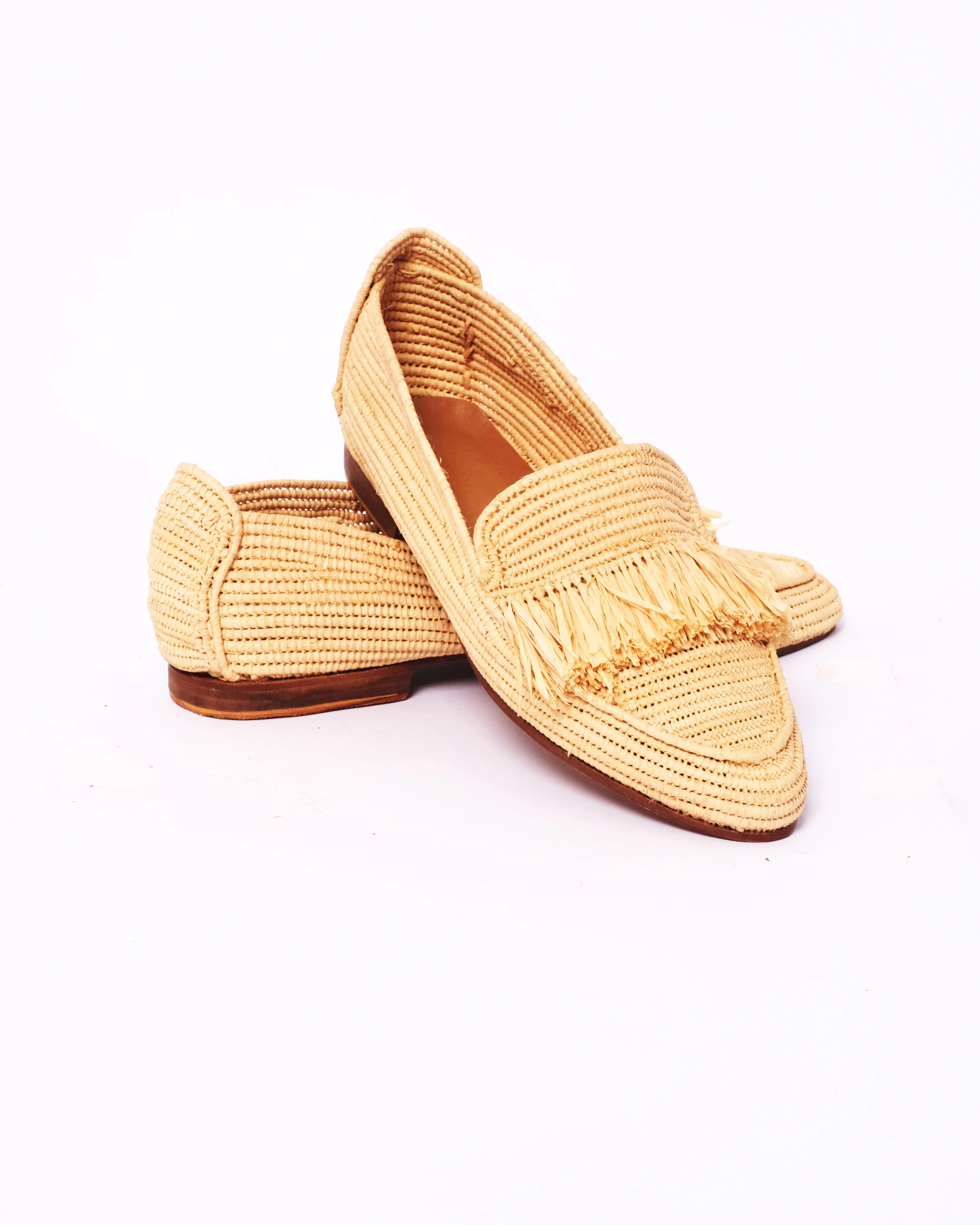 Women's Raffia Loafers in Natural