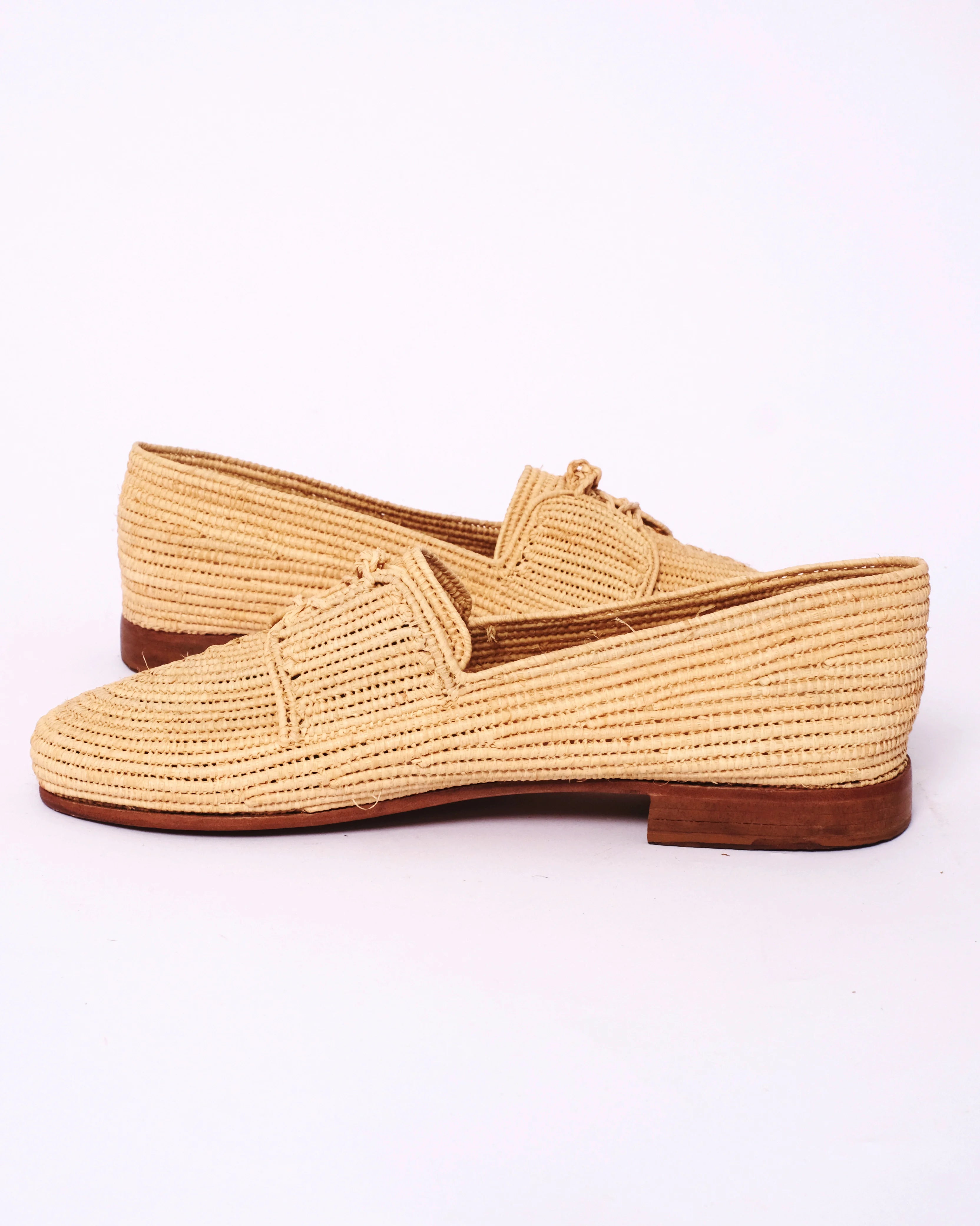 Women's Raffia Loafers in Tan