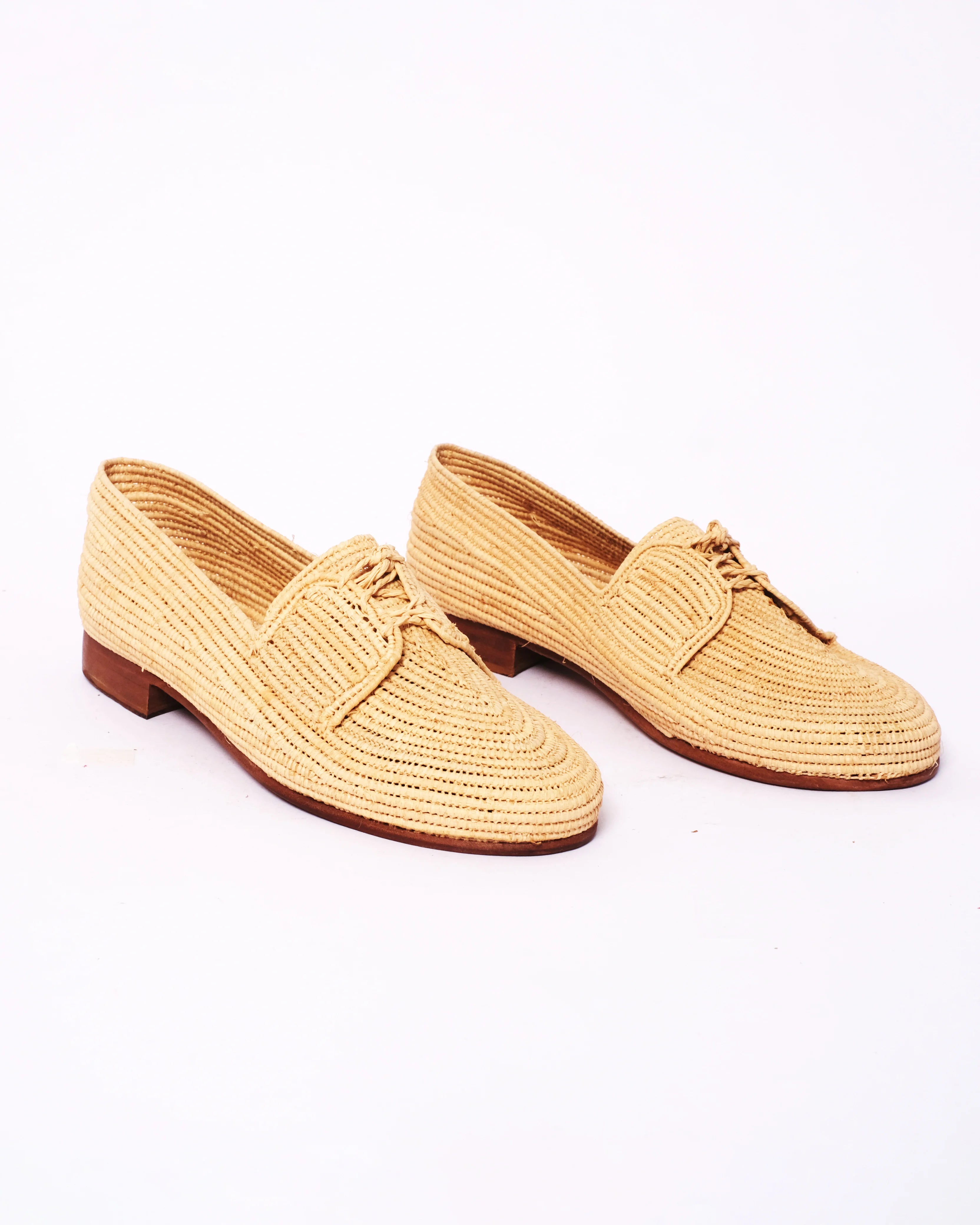Women's Raffia Loafers in Tan