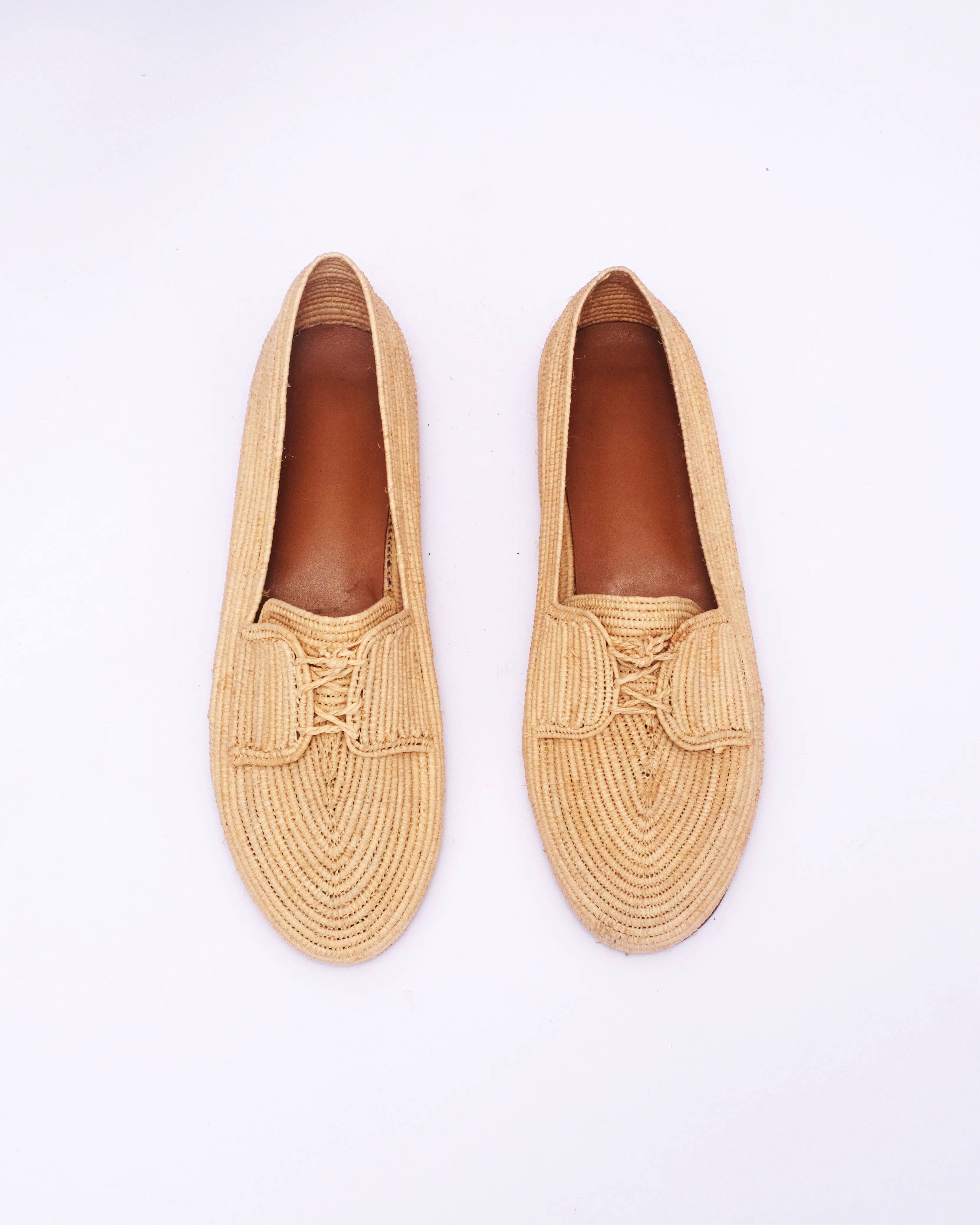 Women's Raffia Loafers in Tan