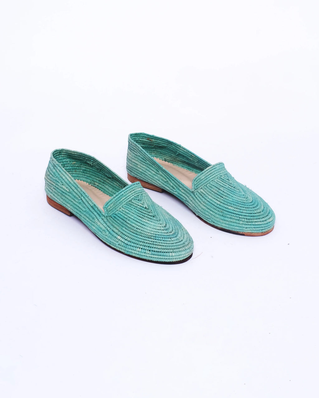 Women's Raffia Loafers in Turquoise