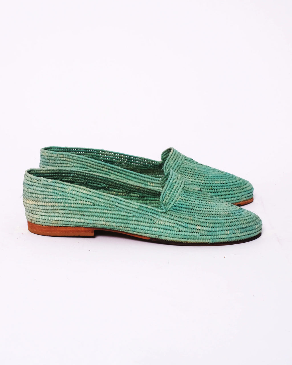 Women's Raffia Loafers in Turquoise